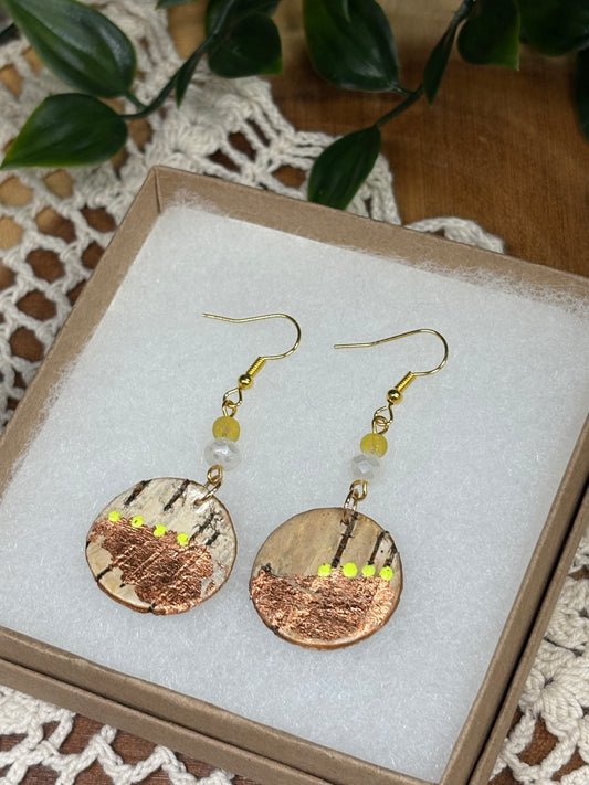 Hand Painted Birchbark Earrings