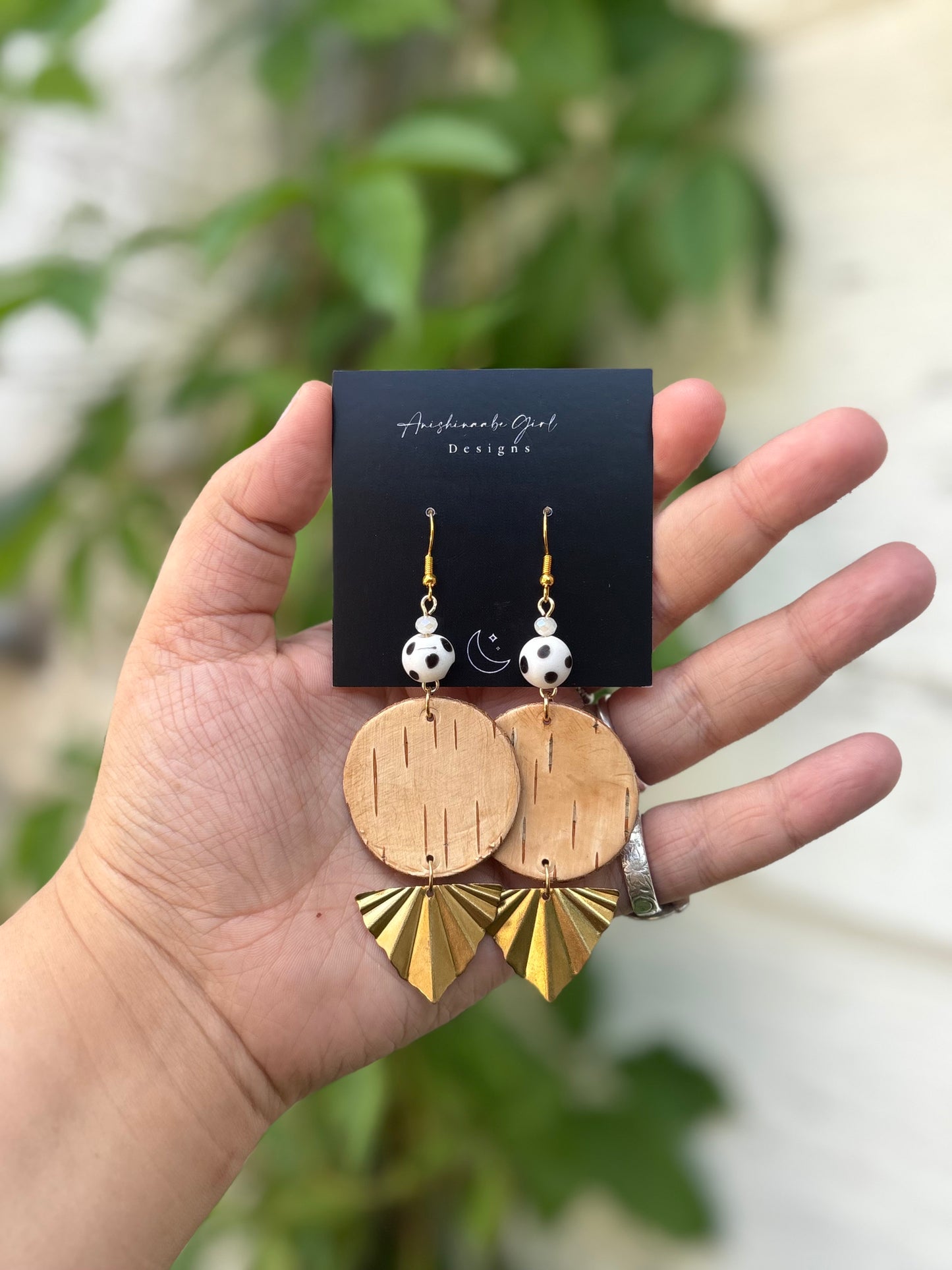 Trade Bead & Birchbark Earrings