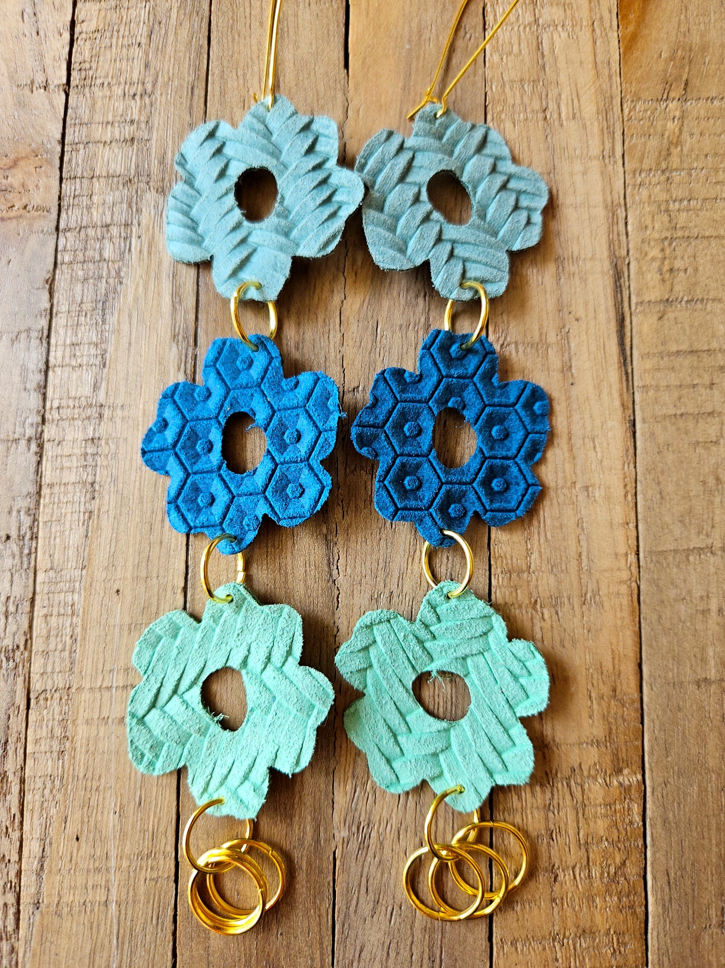 Flower Leather Drop Earrings