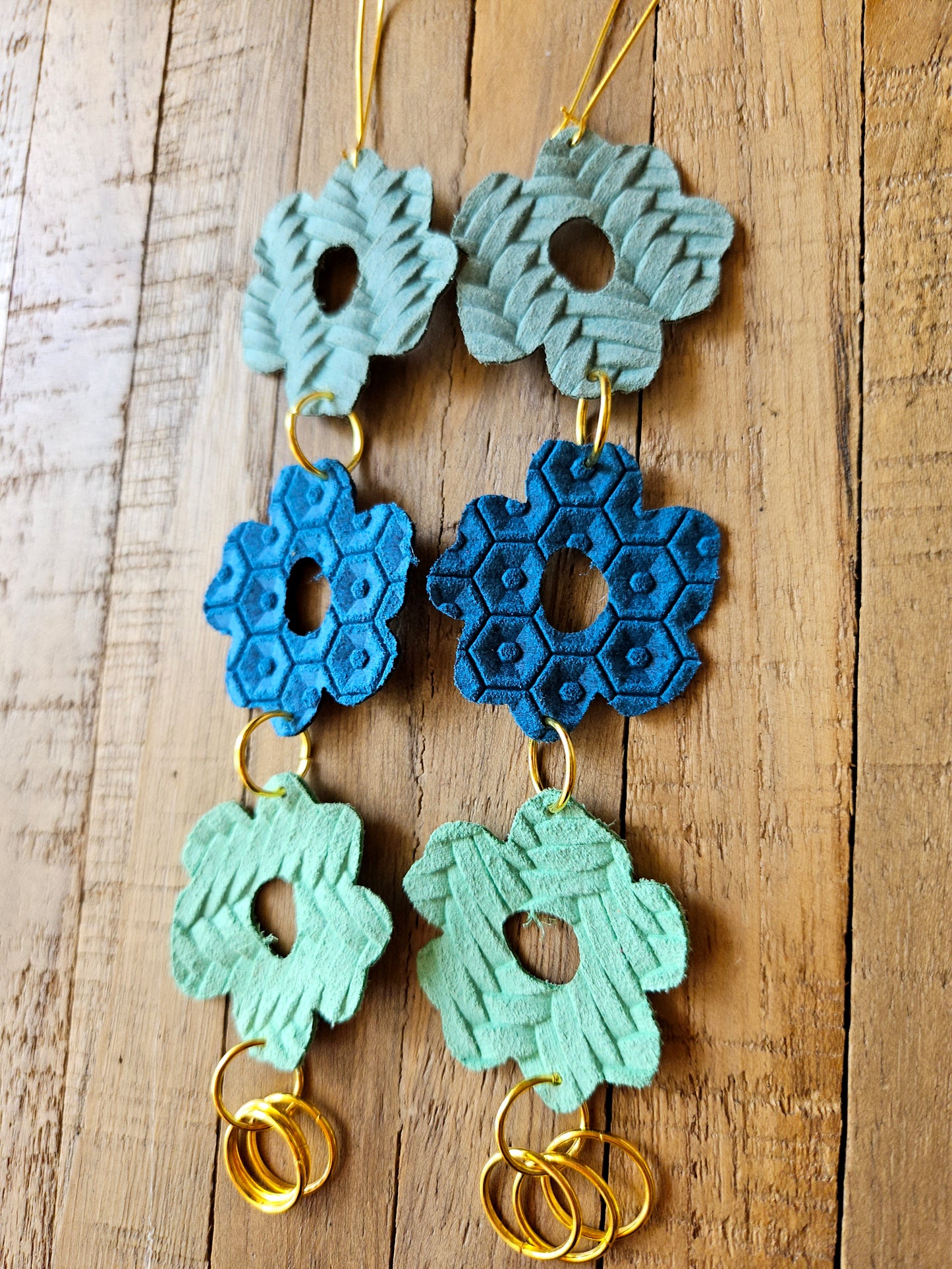 Flower Leather Drop Earrings
