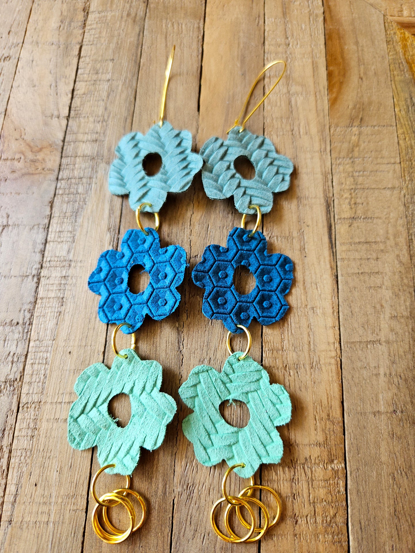 Flower Leather Drop Earrings