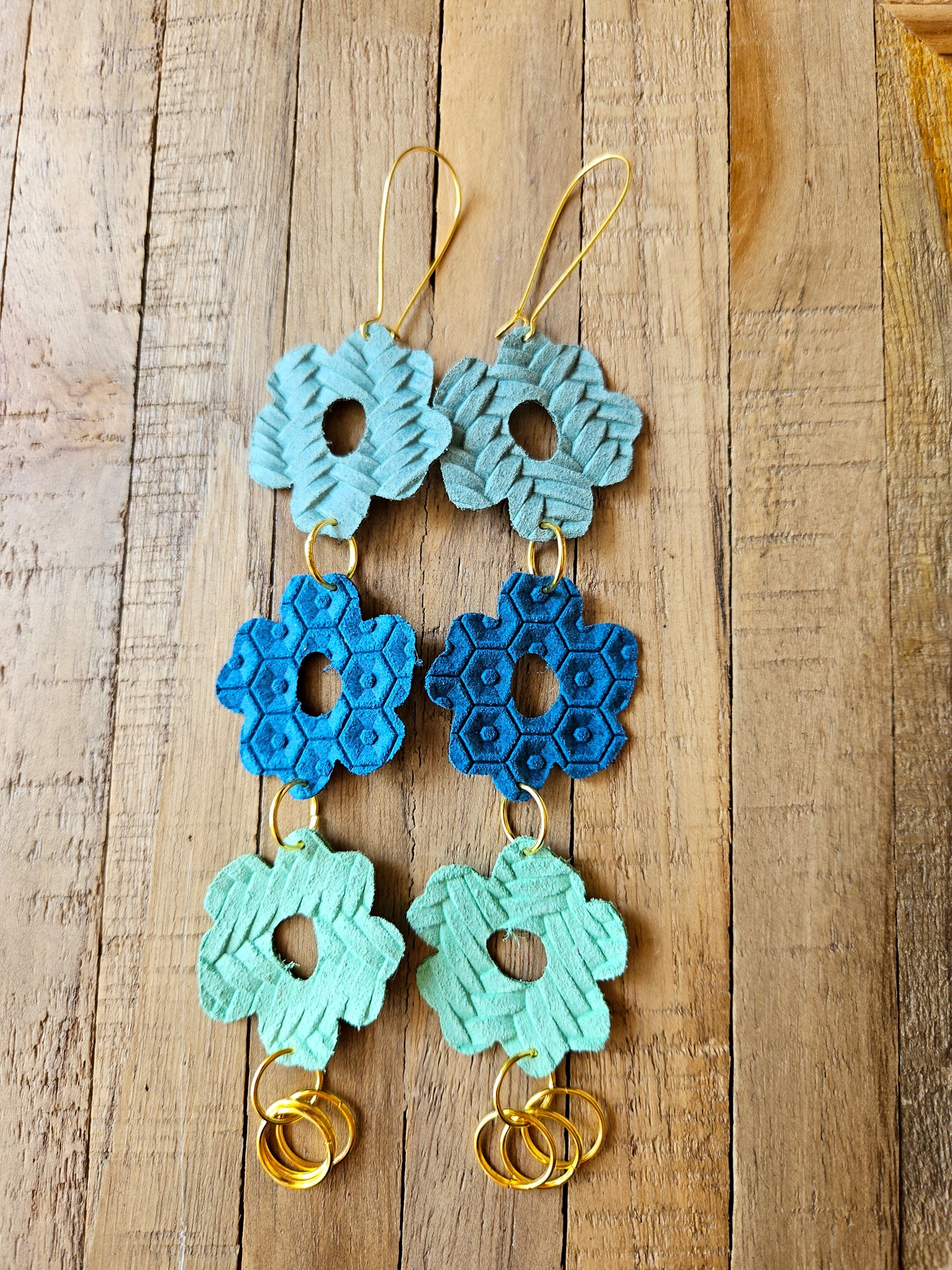 Flower Leather Drop Earrings