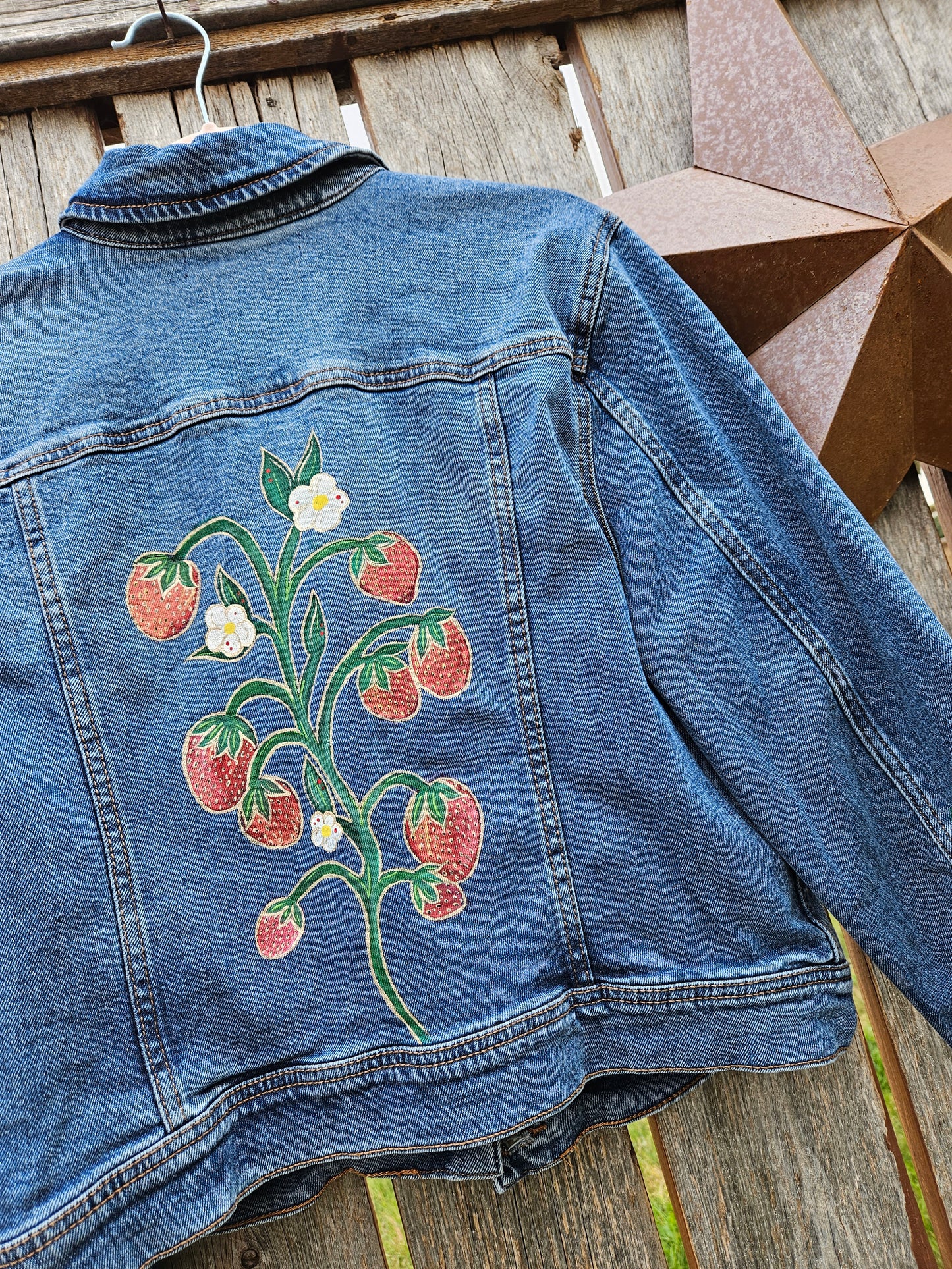 Handpainted Heart Medicine Jean Jacket - Large