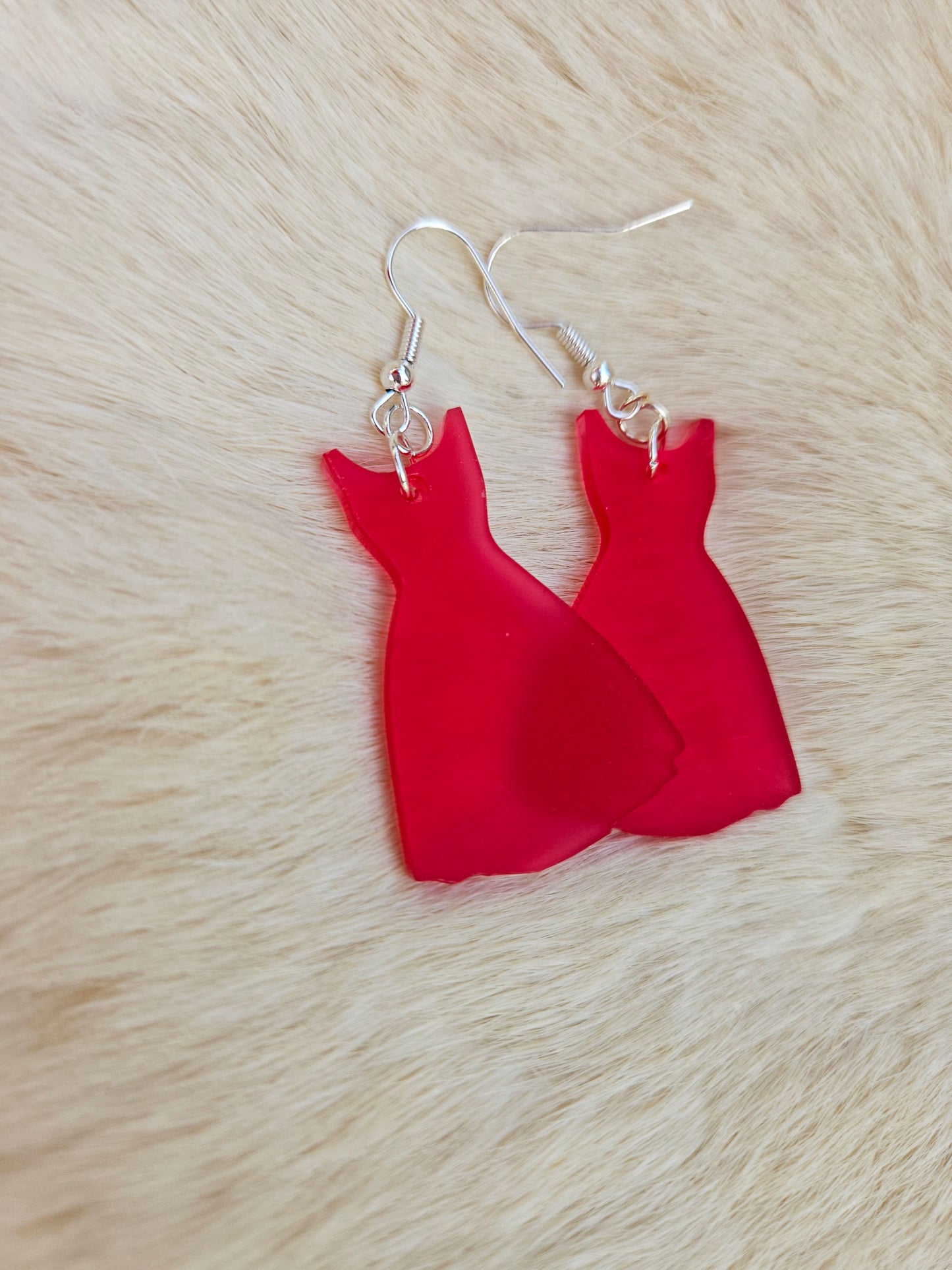 Red Dress Frosted Acrylic Earrings