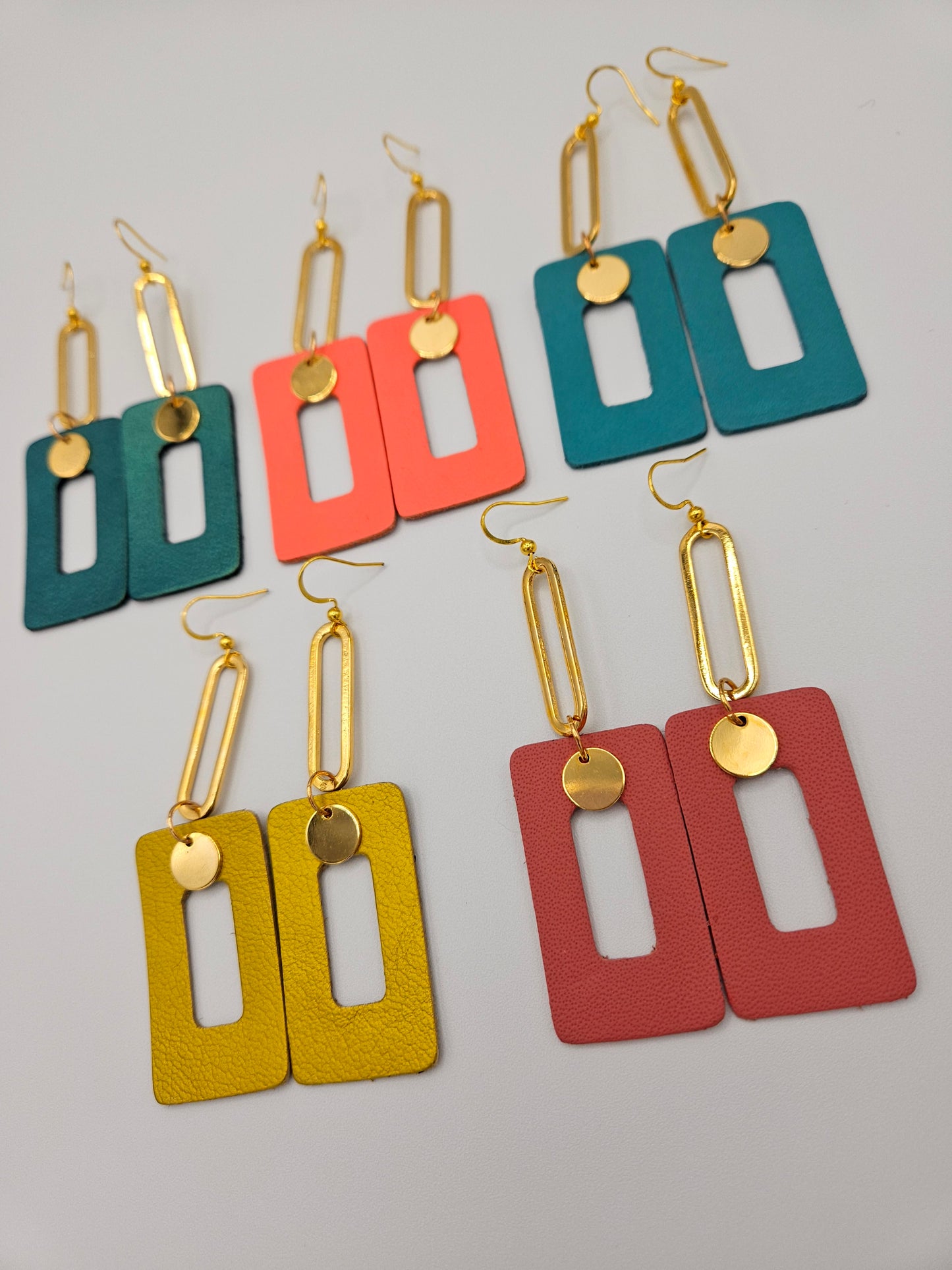 Leather Geometric Earrings
