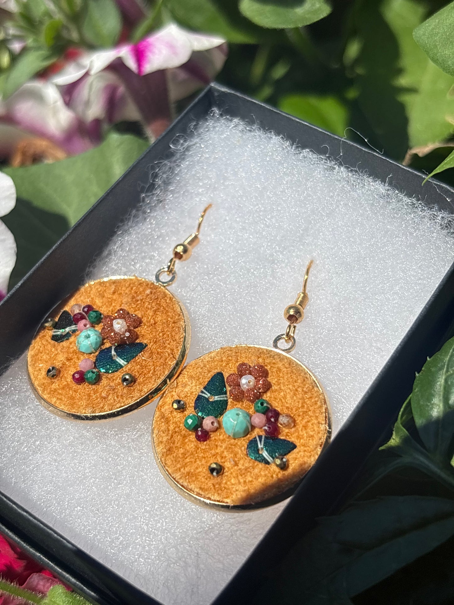 Beaded Home Tanned Moose Hide Earrings