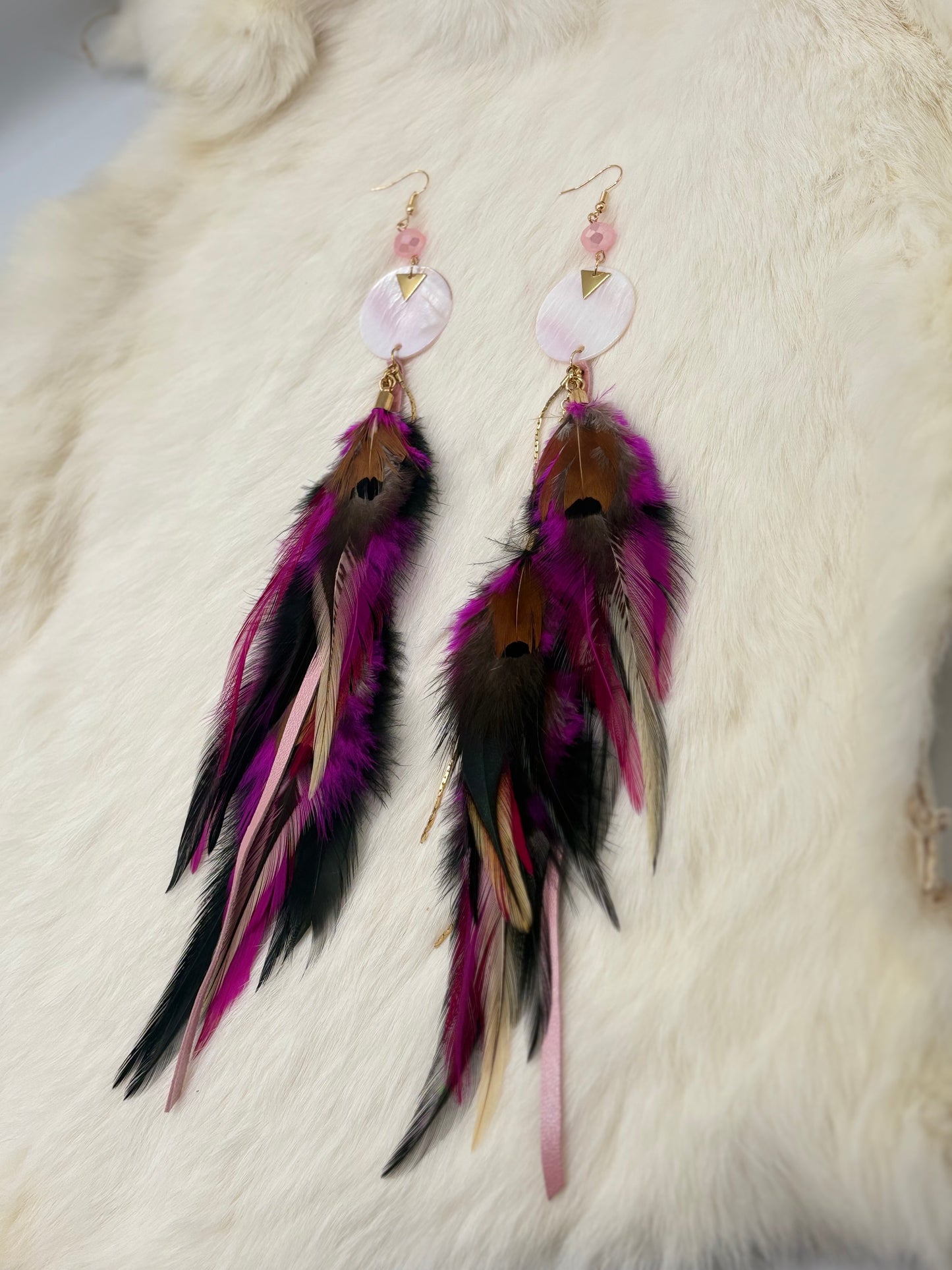 Midnight Rose Glam Feather Earrings