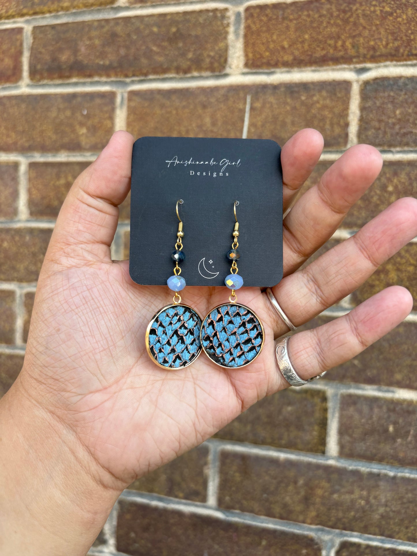 Periwinkle Salmon Leather Earrings