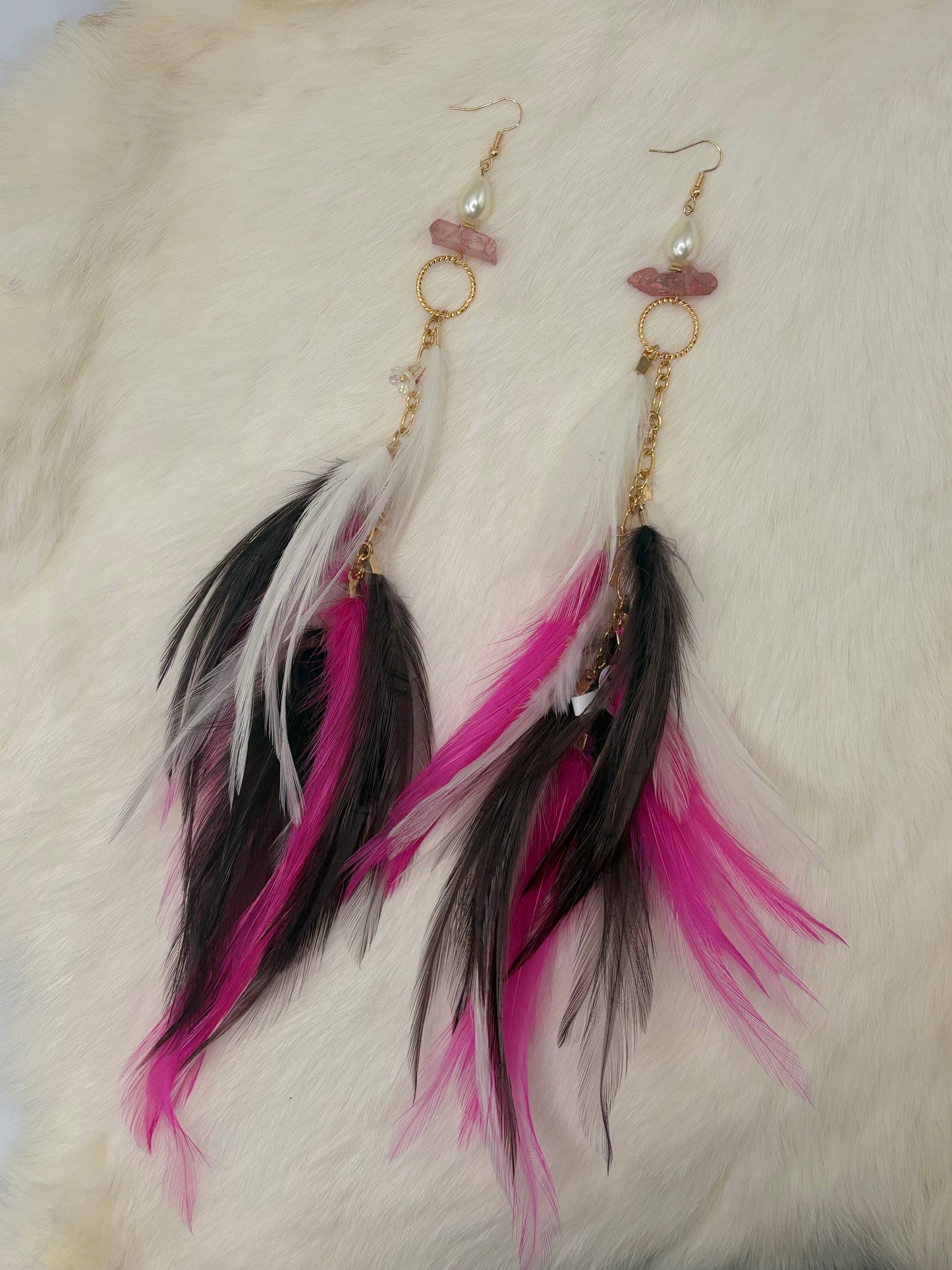Floral Aura Glam Feather Earrings