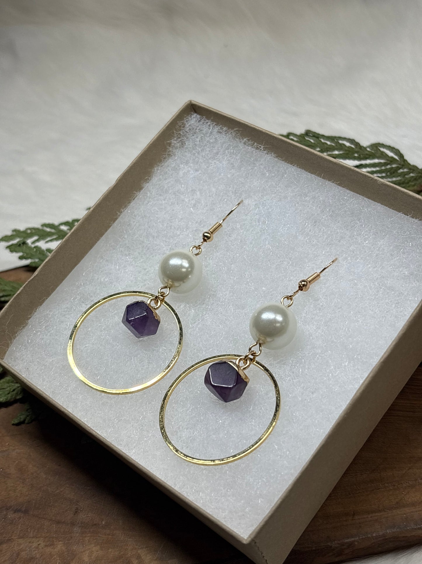 Gem Stone Earrings - Amethyst