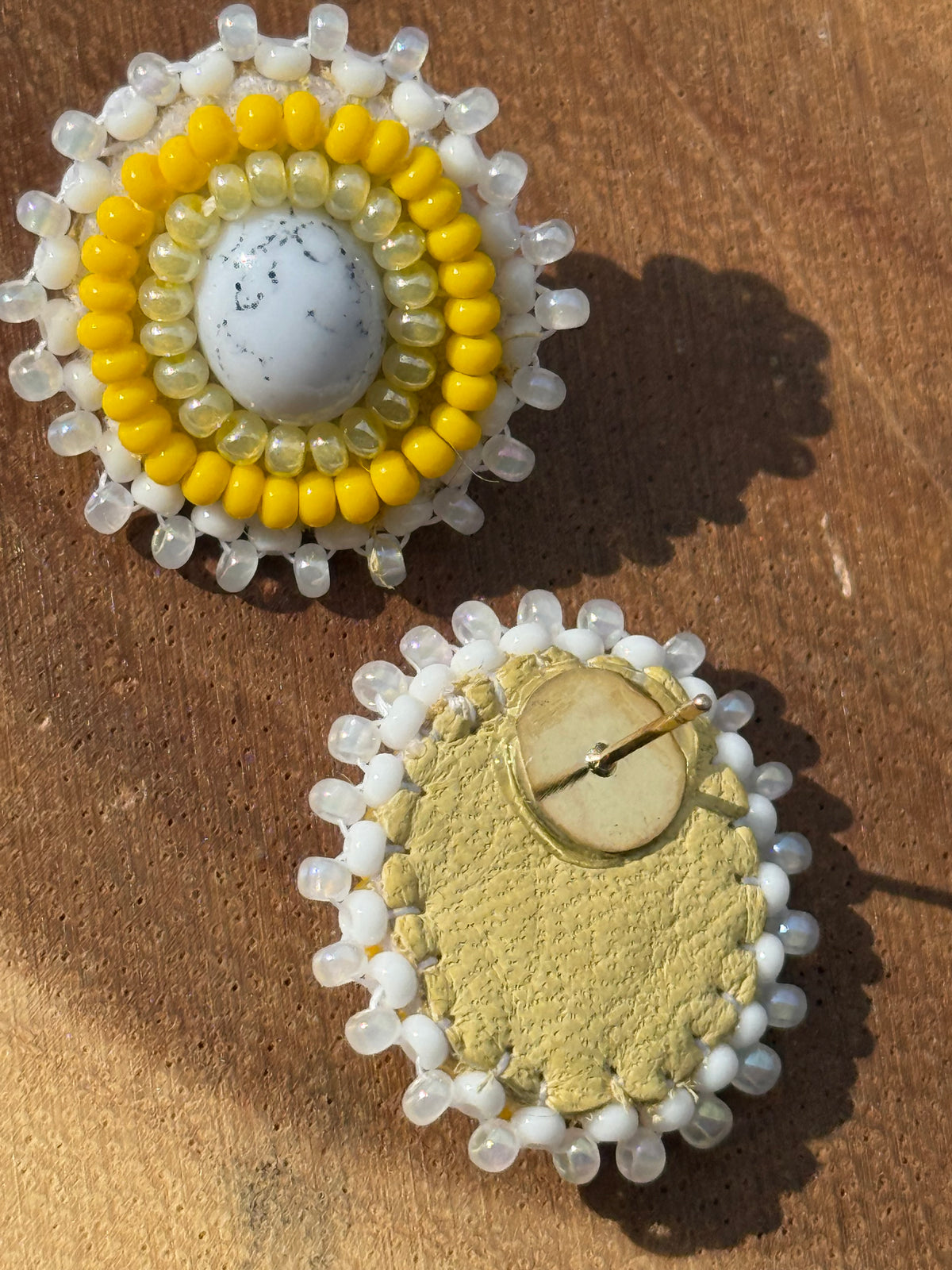 Howlite Beaded Flat Stitch Studs by Leah Joan