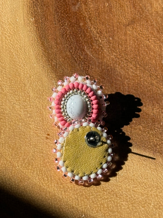 Howlite Beaded Flat Stitch Studs by Leah Joan