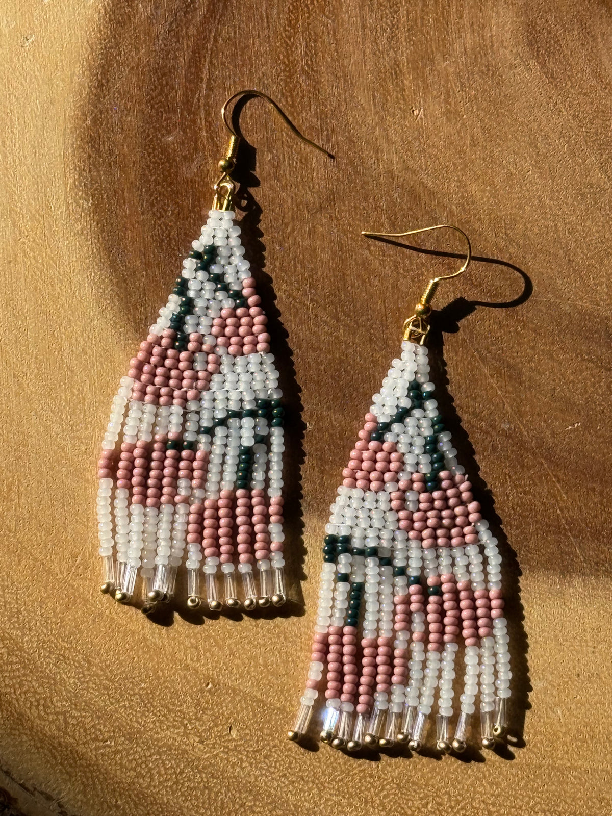 Dusty Rose Cherry Fringe Earrings by Leah Joan