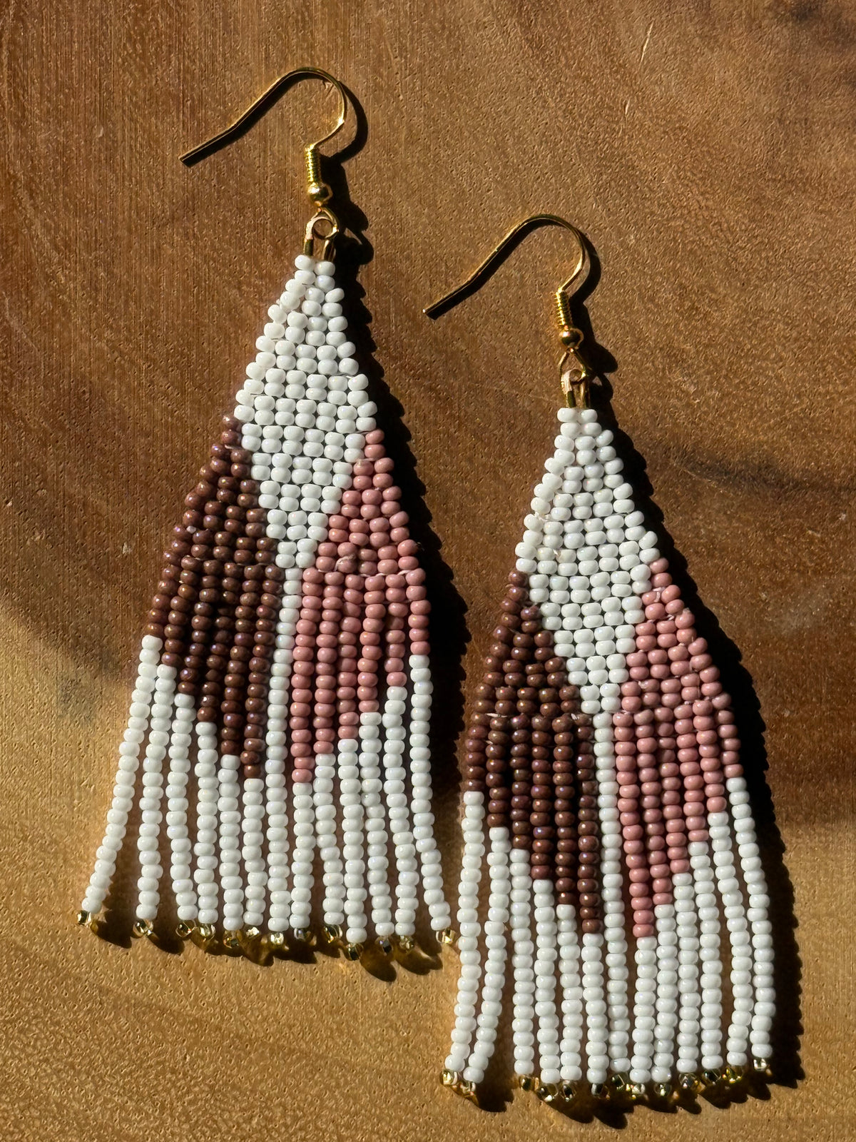 Geometric Contrast Fringe Earrings by Leah Joan
