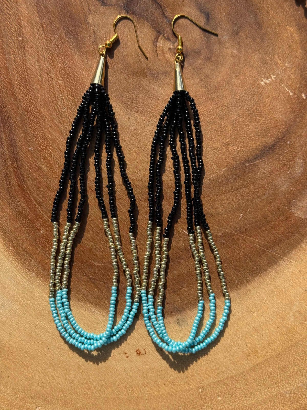 Bead Drop Fringe Earrings by Anishinaabe Girl Designs