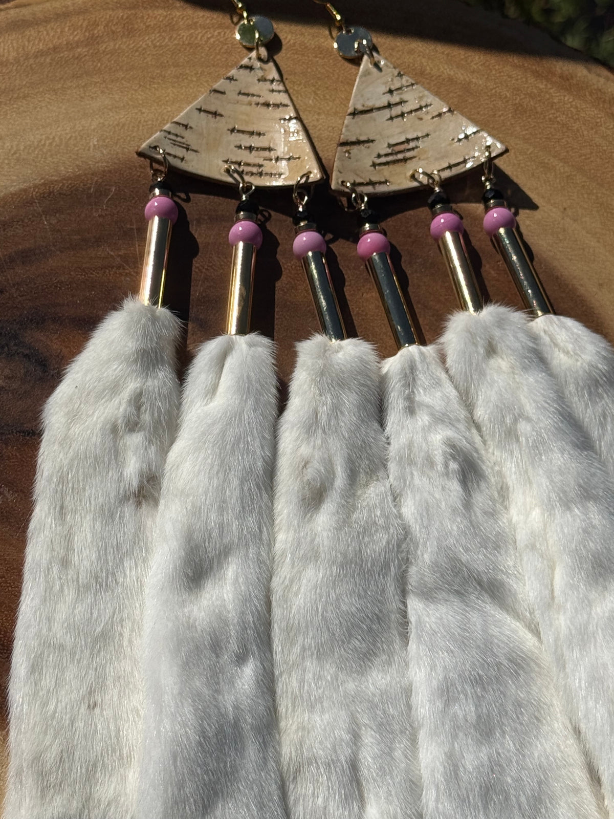 Boujee Weasel and Birchbark Earrings