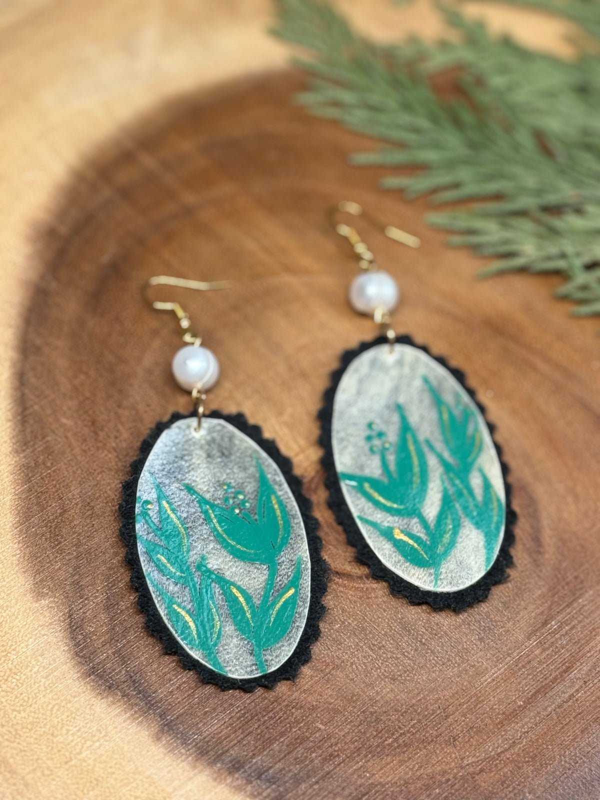 Sage Parfleche Painted Earrings