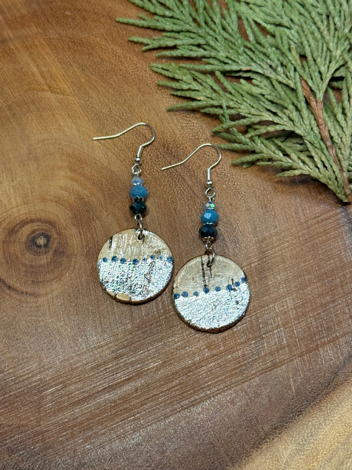 Mini Silver Gilded Birchbark Earrings