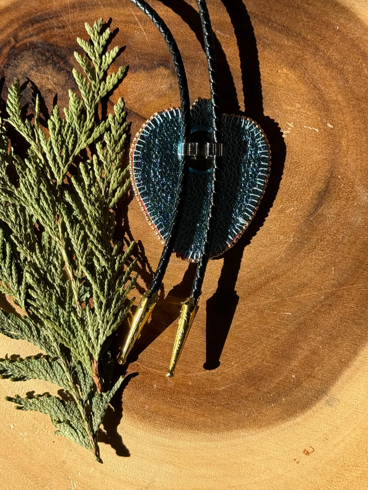 Flat Stitch Strawberry Bolo Tie by Sinew and Sole