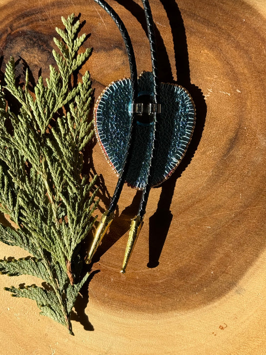 Flat Stitch Strawberry Bolo Tie by Sinew and Sole