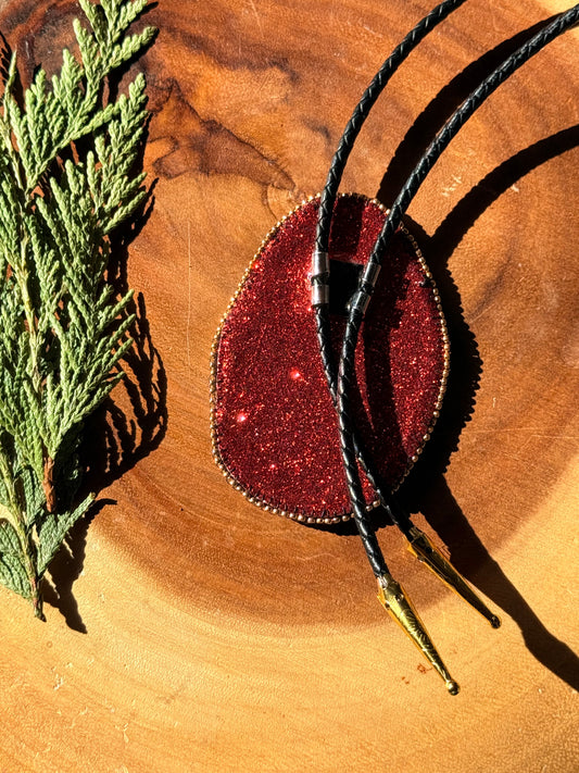 Flat Stitch Fiery Dice Bolo Tie by Sinew and Sole
