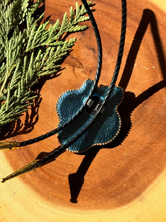 Flat Stitch Blueberry Bolo Tie by Sinew and Sole
