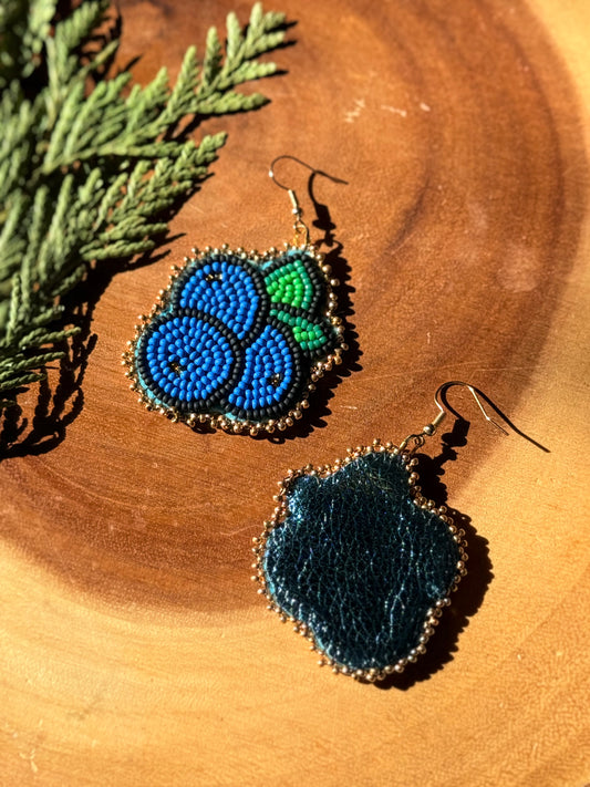 Flat Stitch Blueberry Earrings - Sinew and Sole