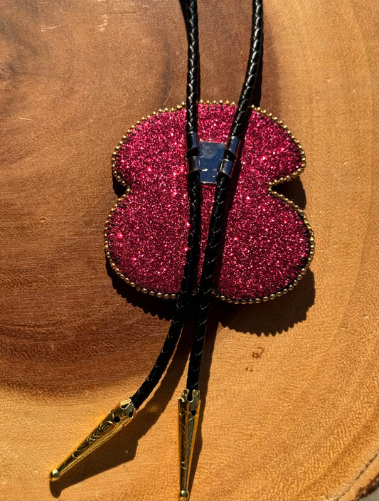 Flat Stitch Cherry Bolo Tie by Sinew and Sole