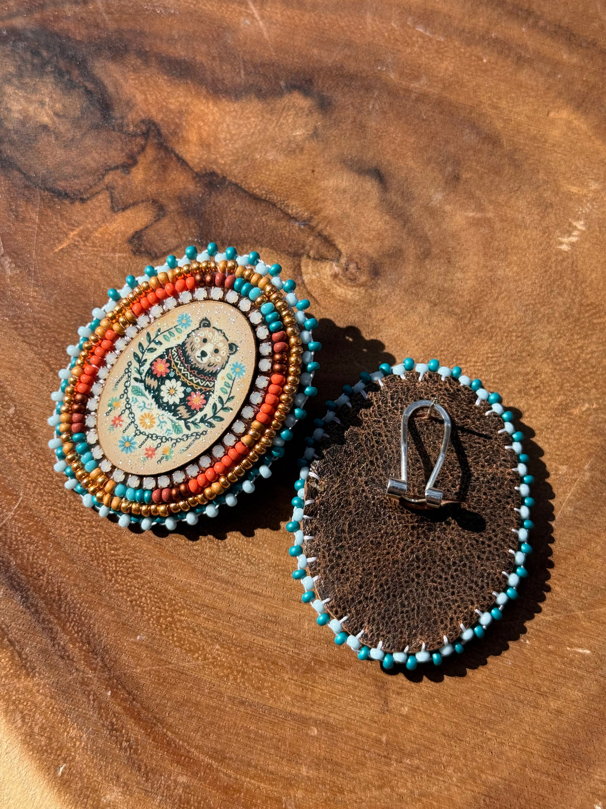 Floral Bear Beaded Earrings by Chel & Bead Creations