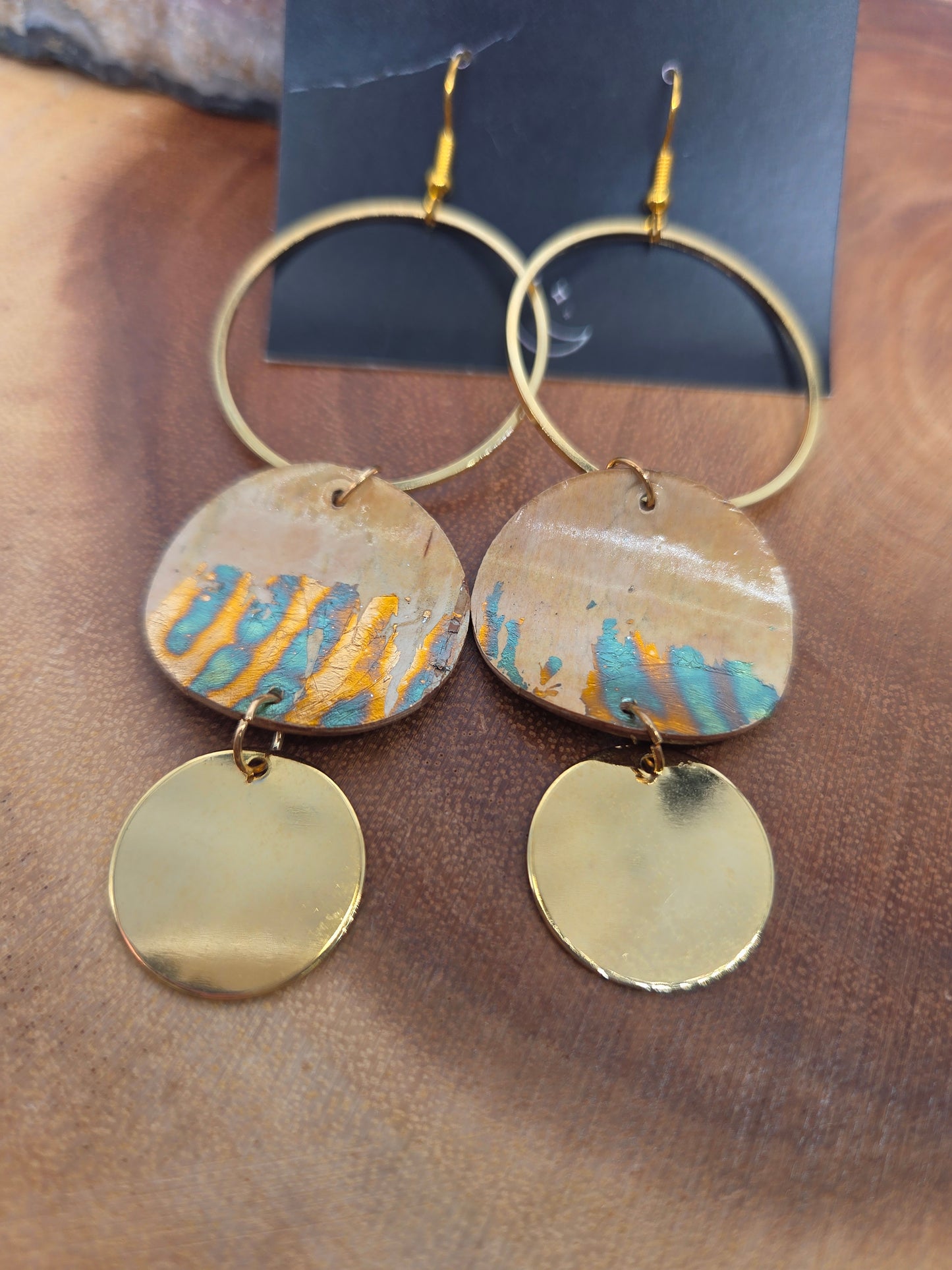 Layered Bronze and Gold Gilded Birchbark Earrings