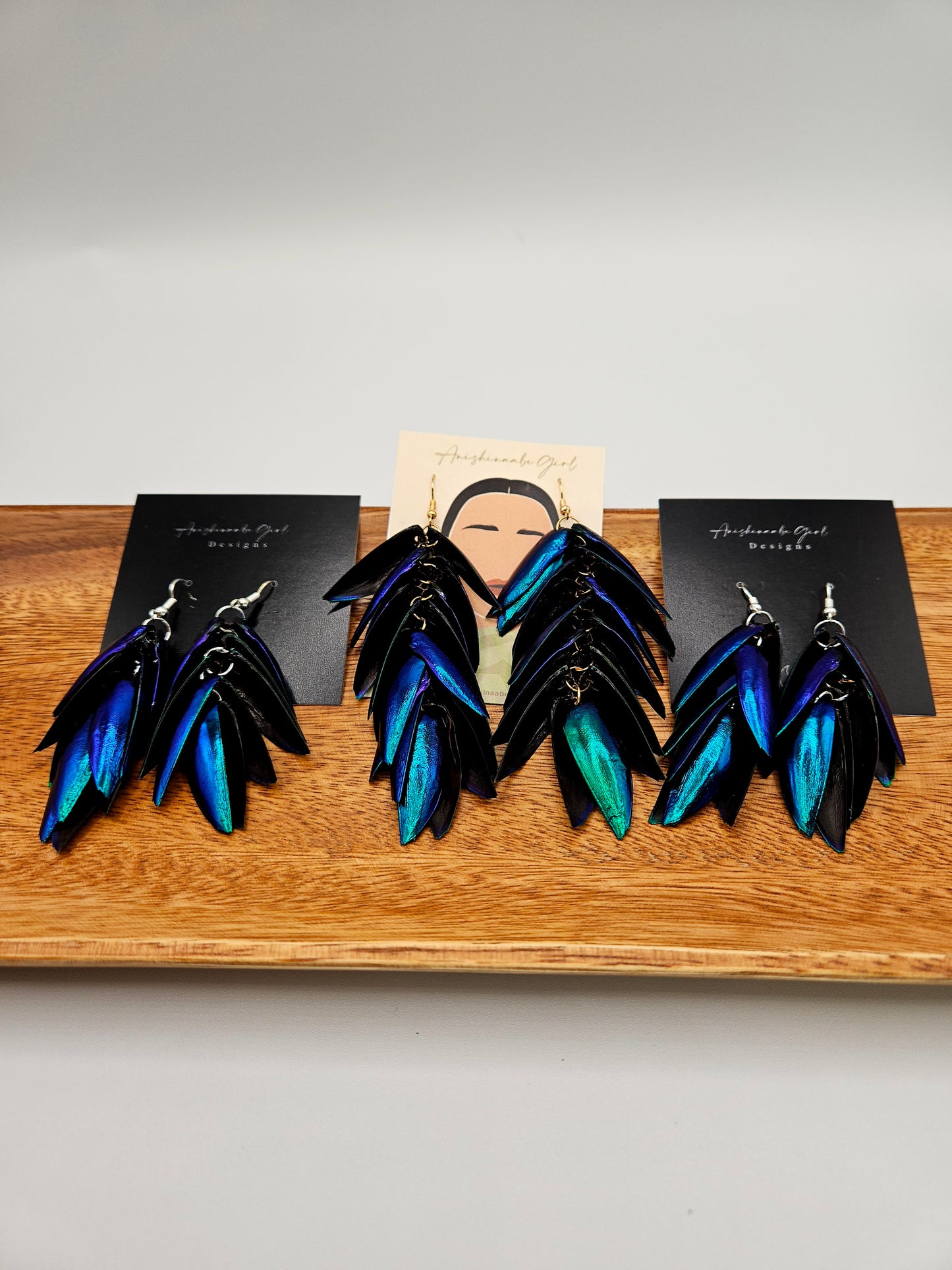 Beetle Wing Earrings Long