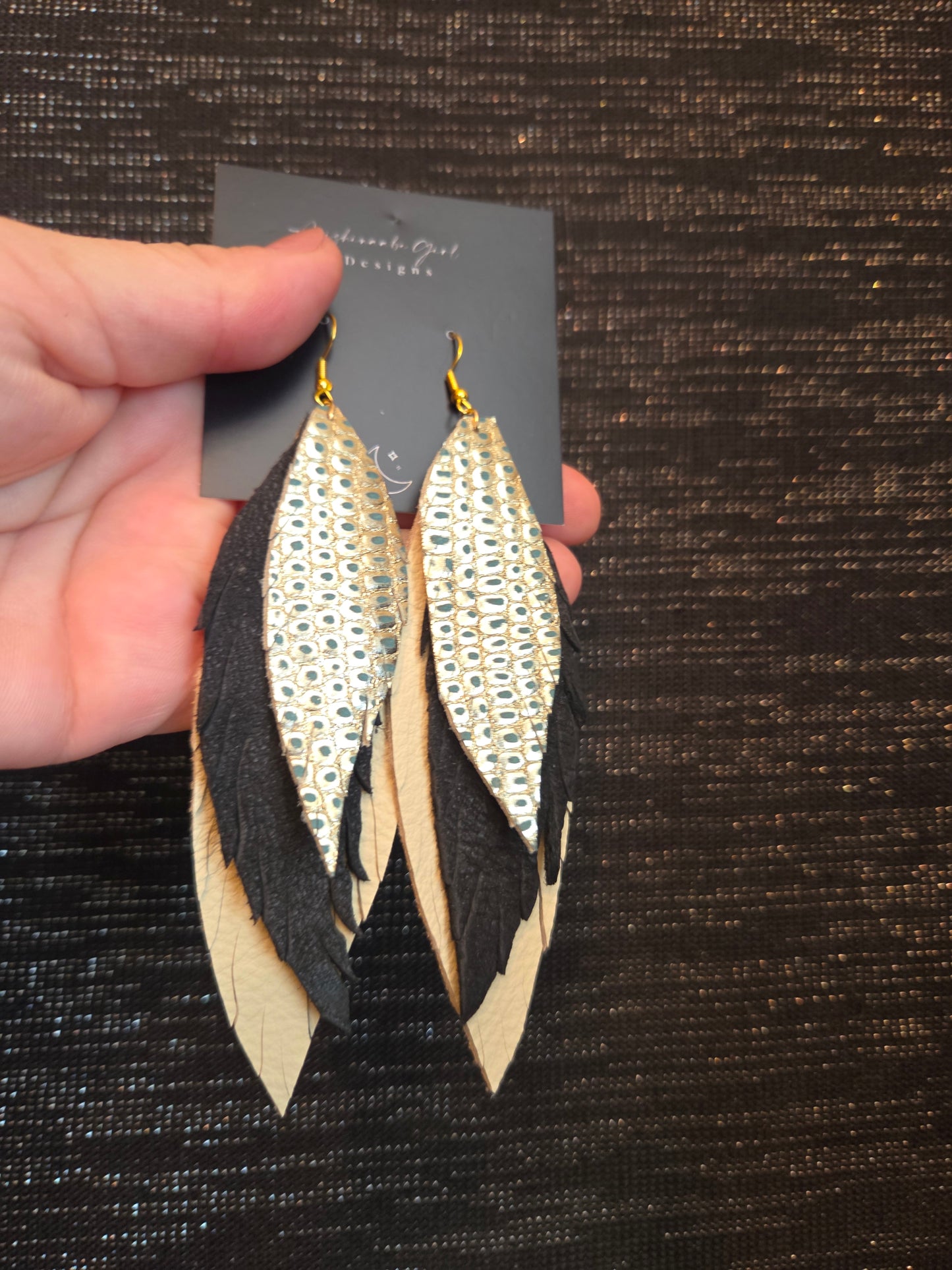 Leather Feather Earrings
