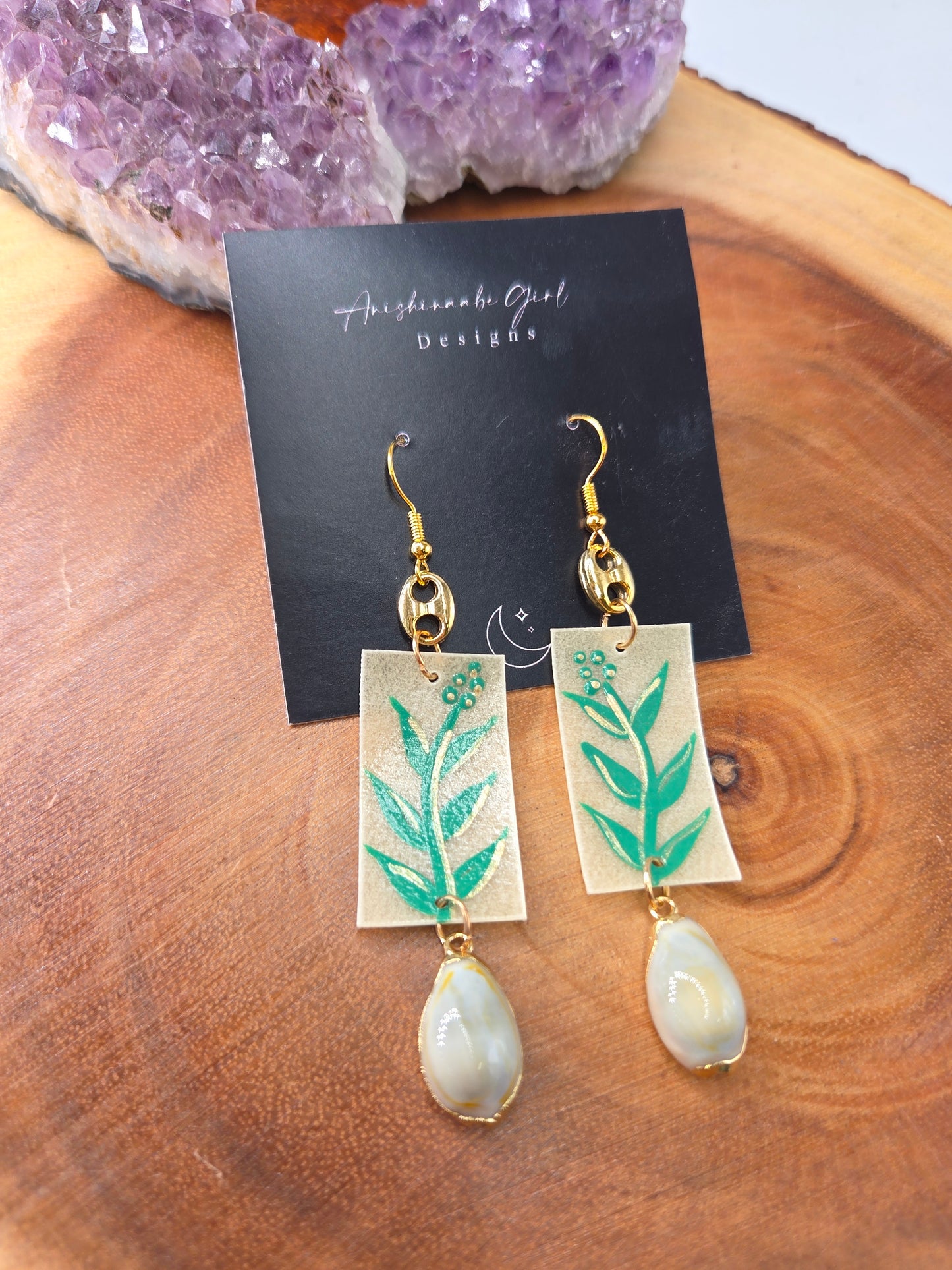 Painted Sage Parfleche Earrings