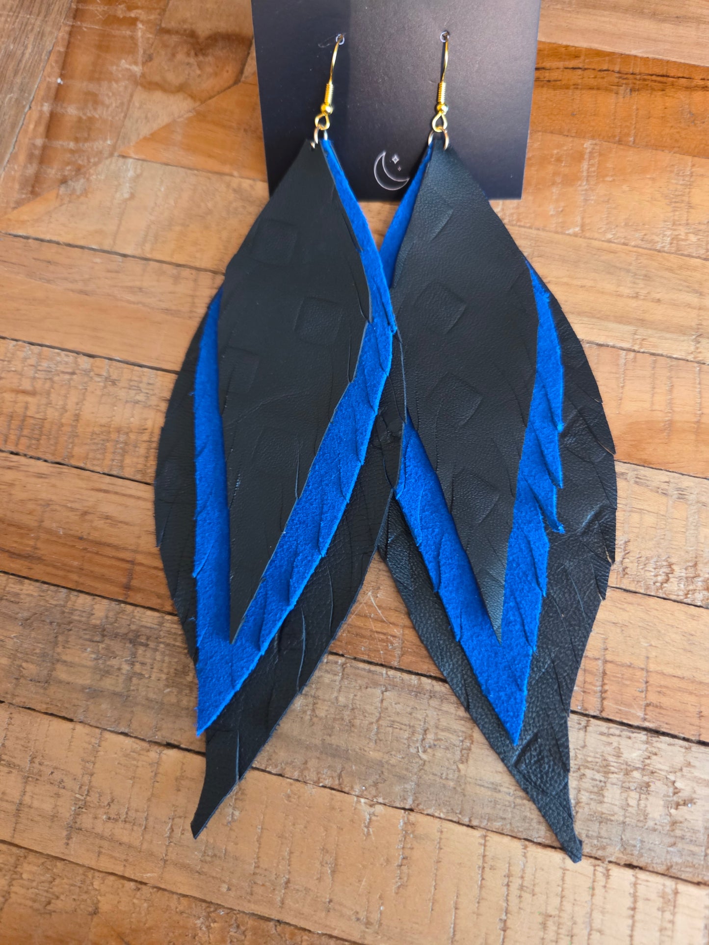 Leather Feather Earrings