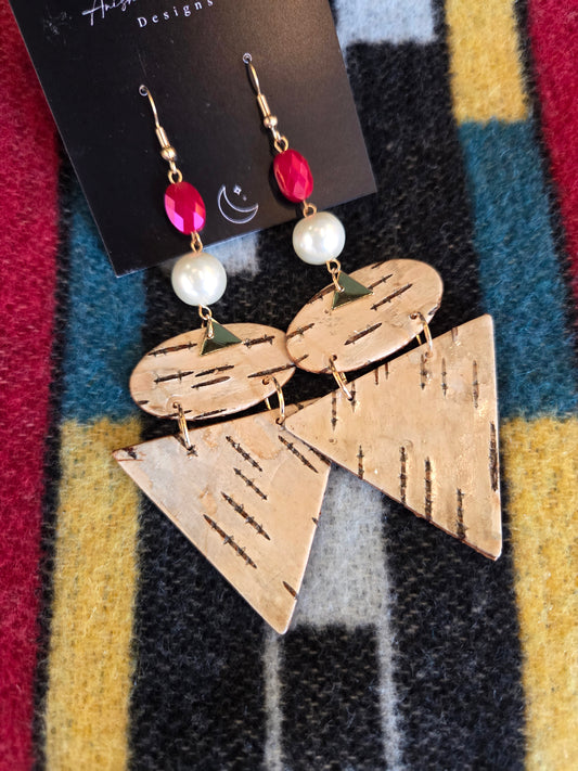 Birchbark geometric earrings