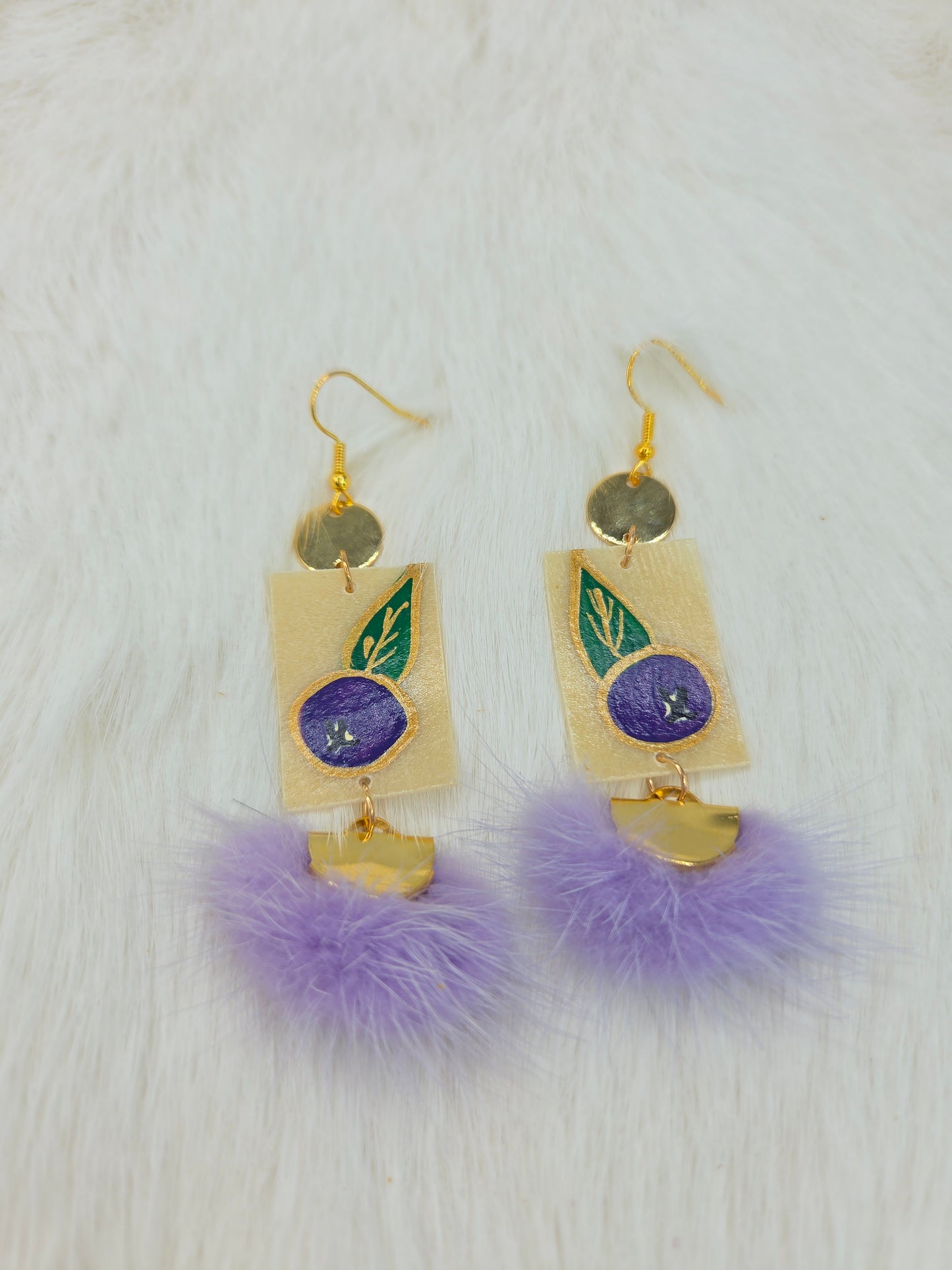 Parfleche Blueberry Painted Earrings