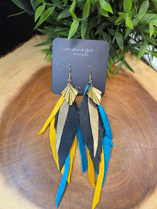 Statement Leather Feather Earrings
