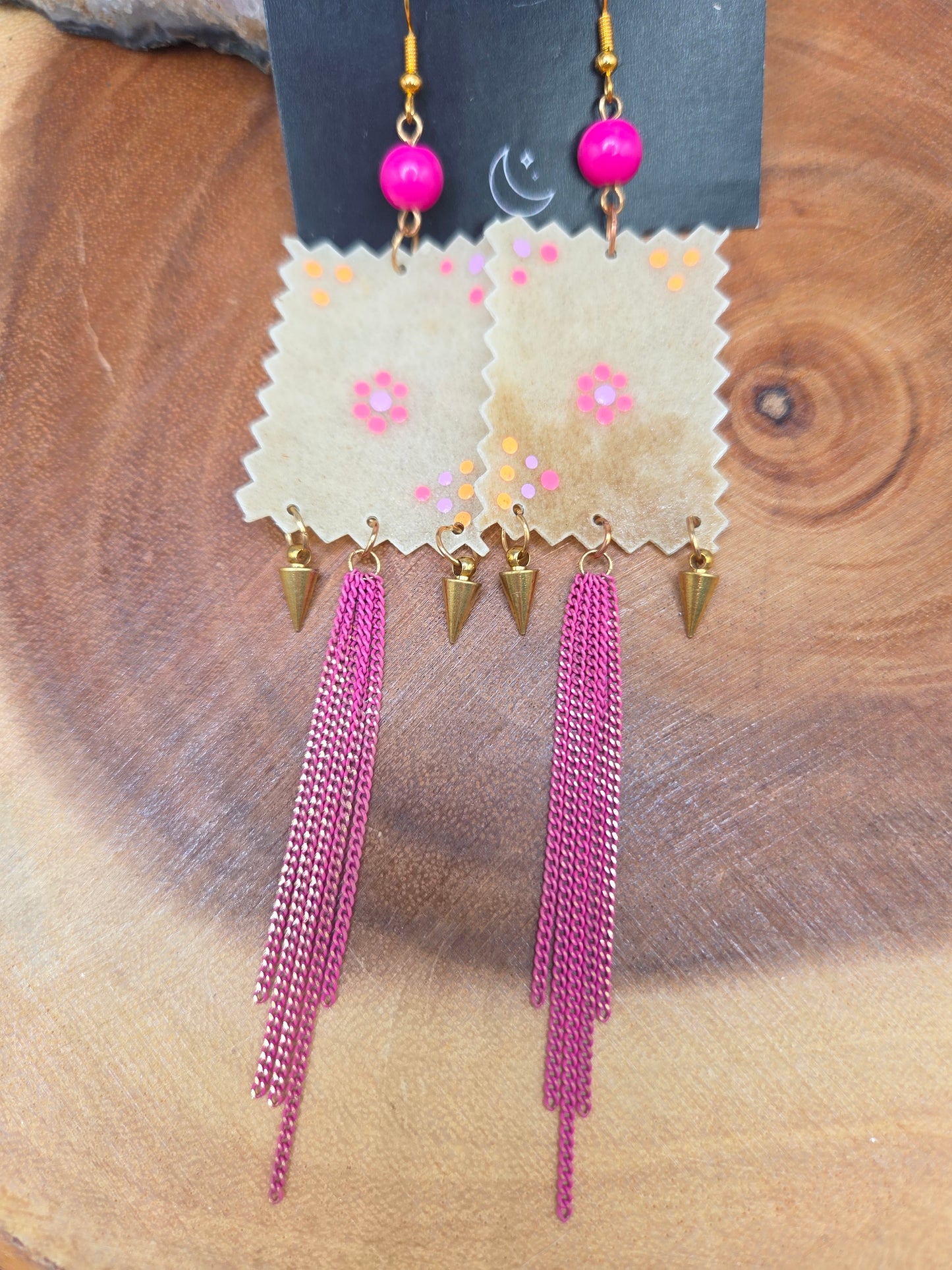 Neon parfleche chandelier Earrings