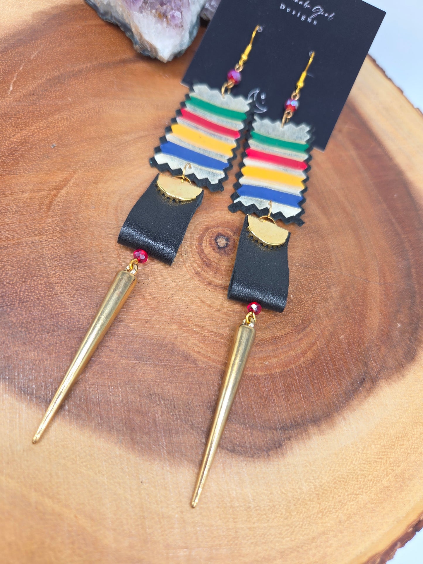 Handpainted Rawhide HBC inspired earrings