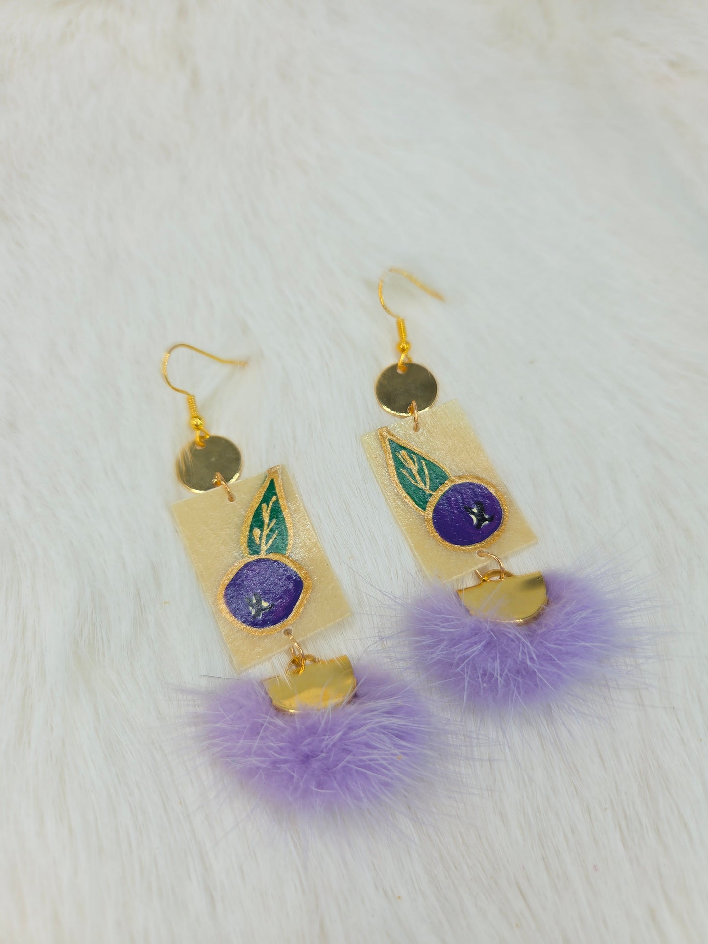 Parfleche Blueberry Painted Earrings