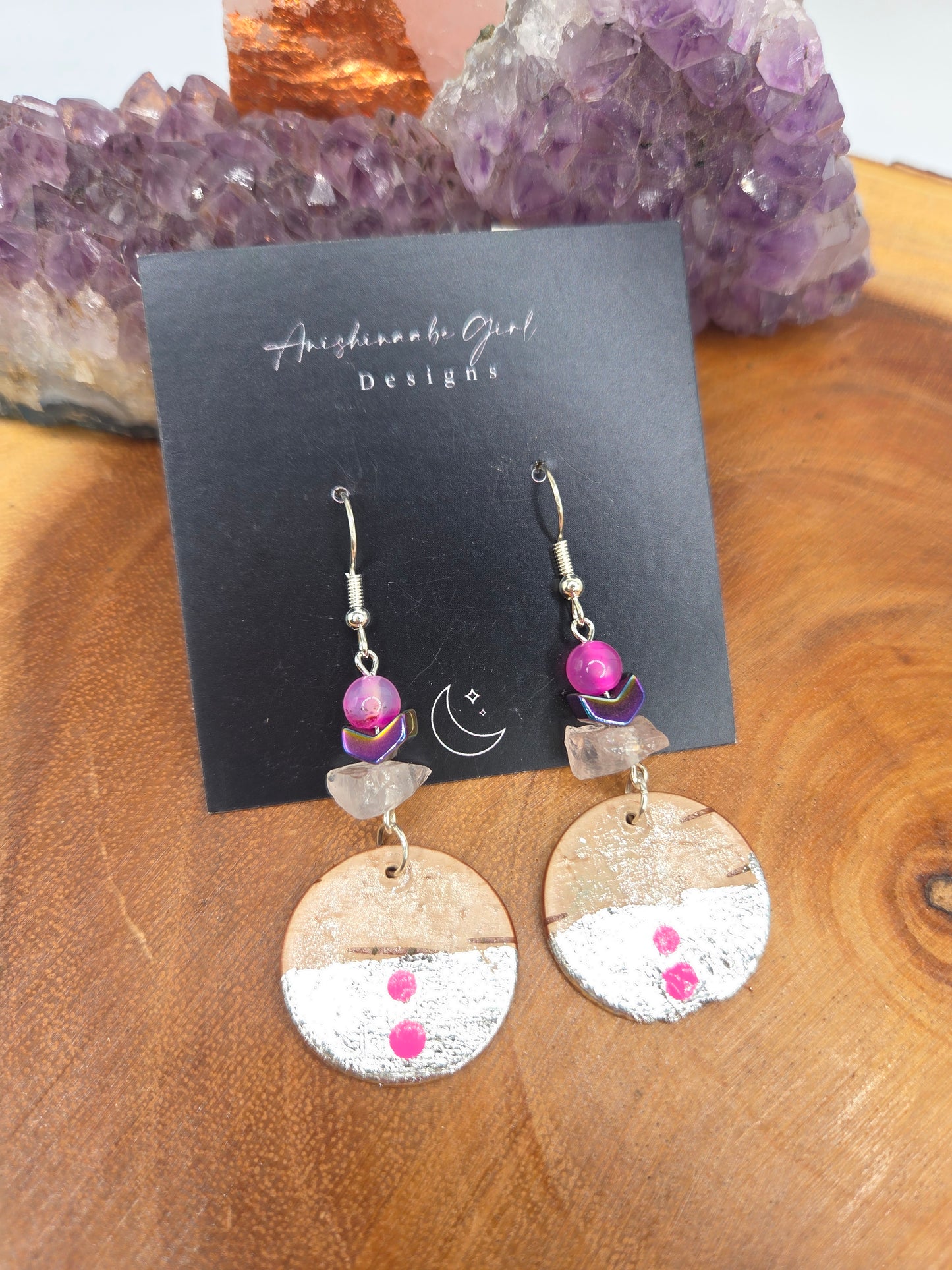 Pink Birchbark Earrings