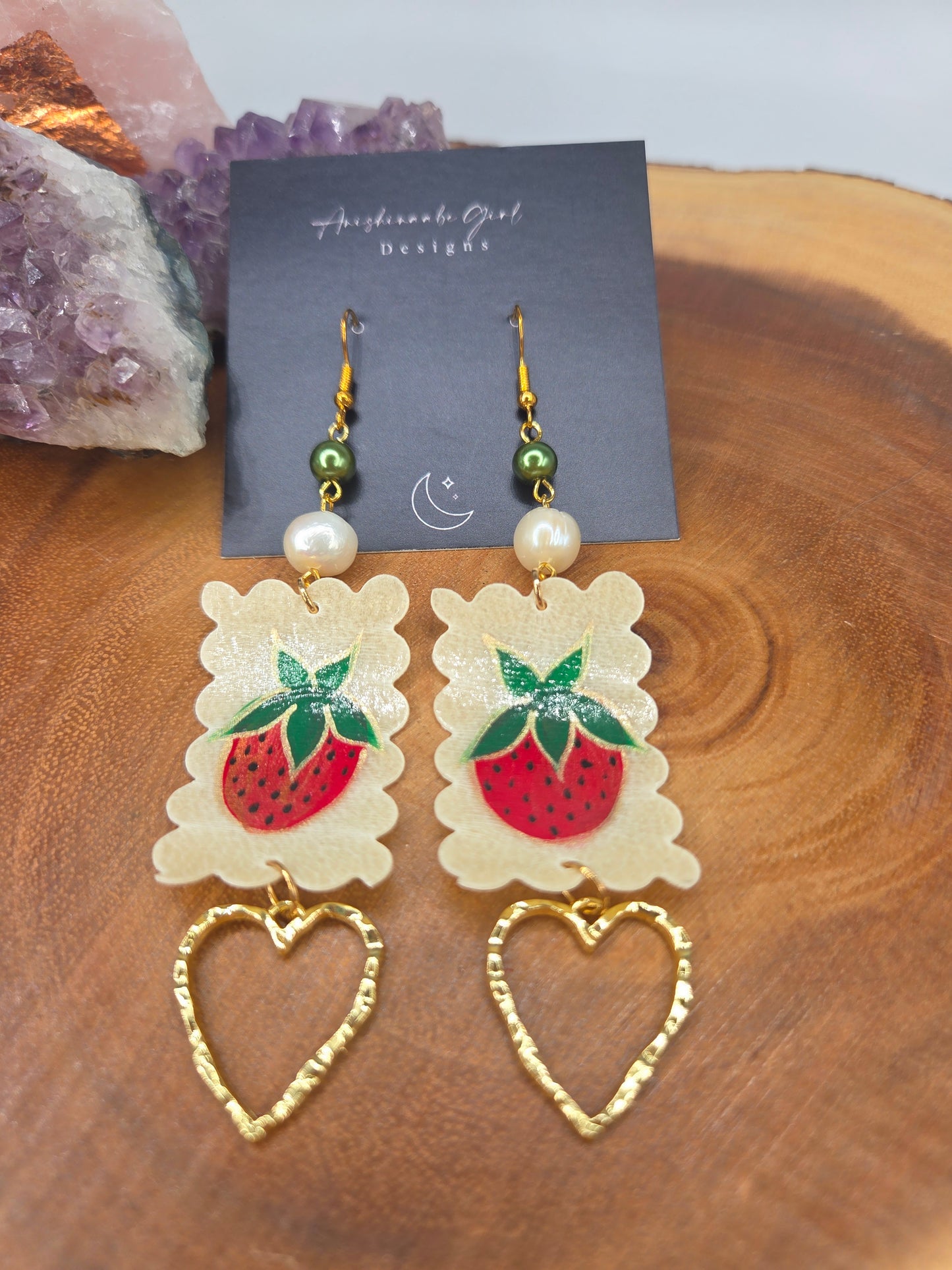 Parfleche Strawberry Painted Earrings