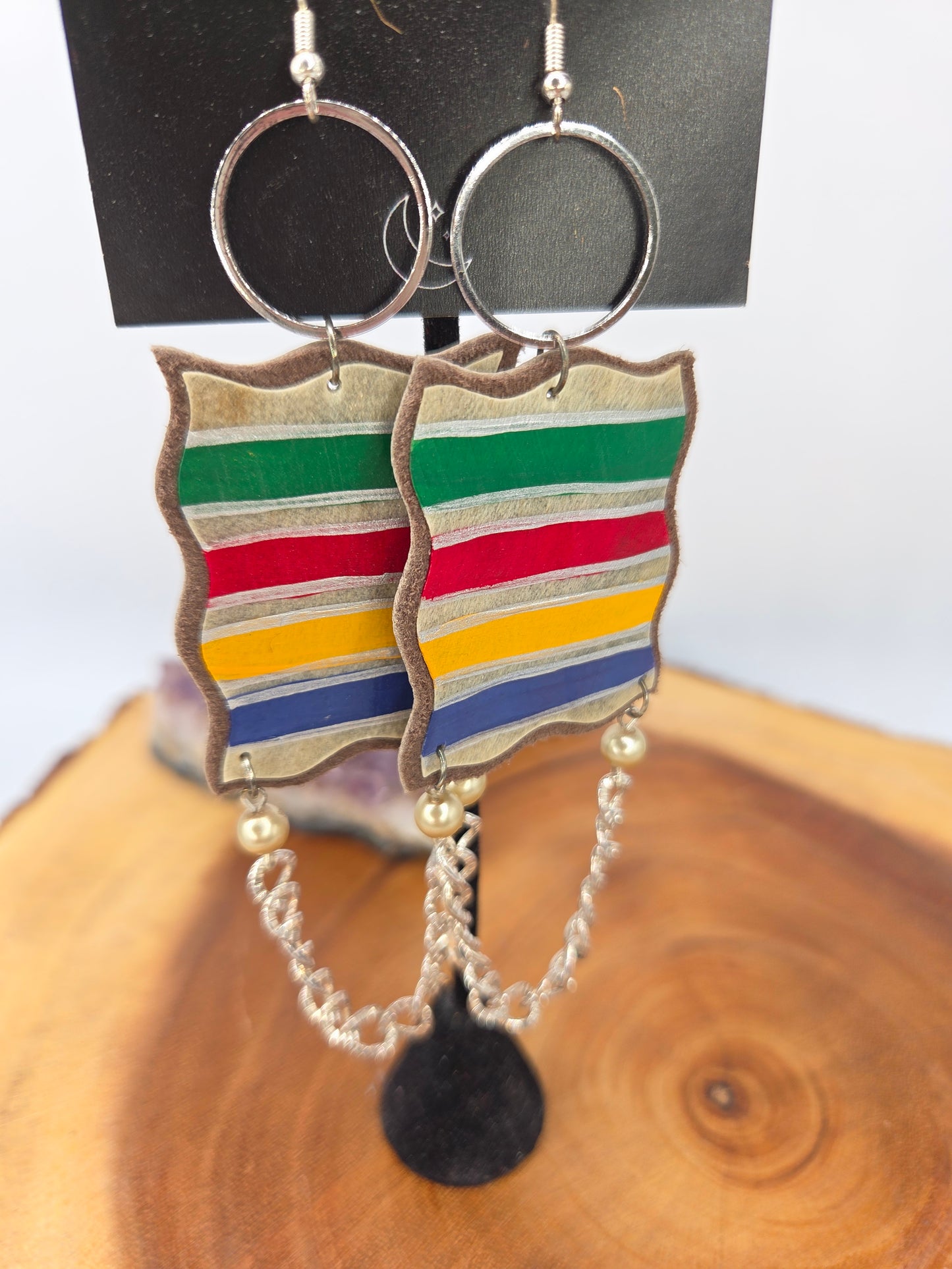 Handpainted Rawhide HBC inspired earrings