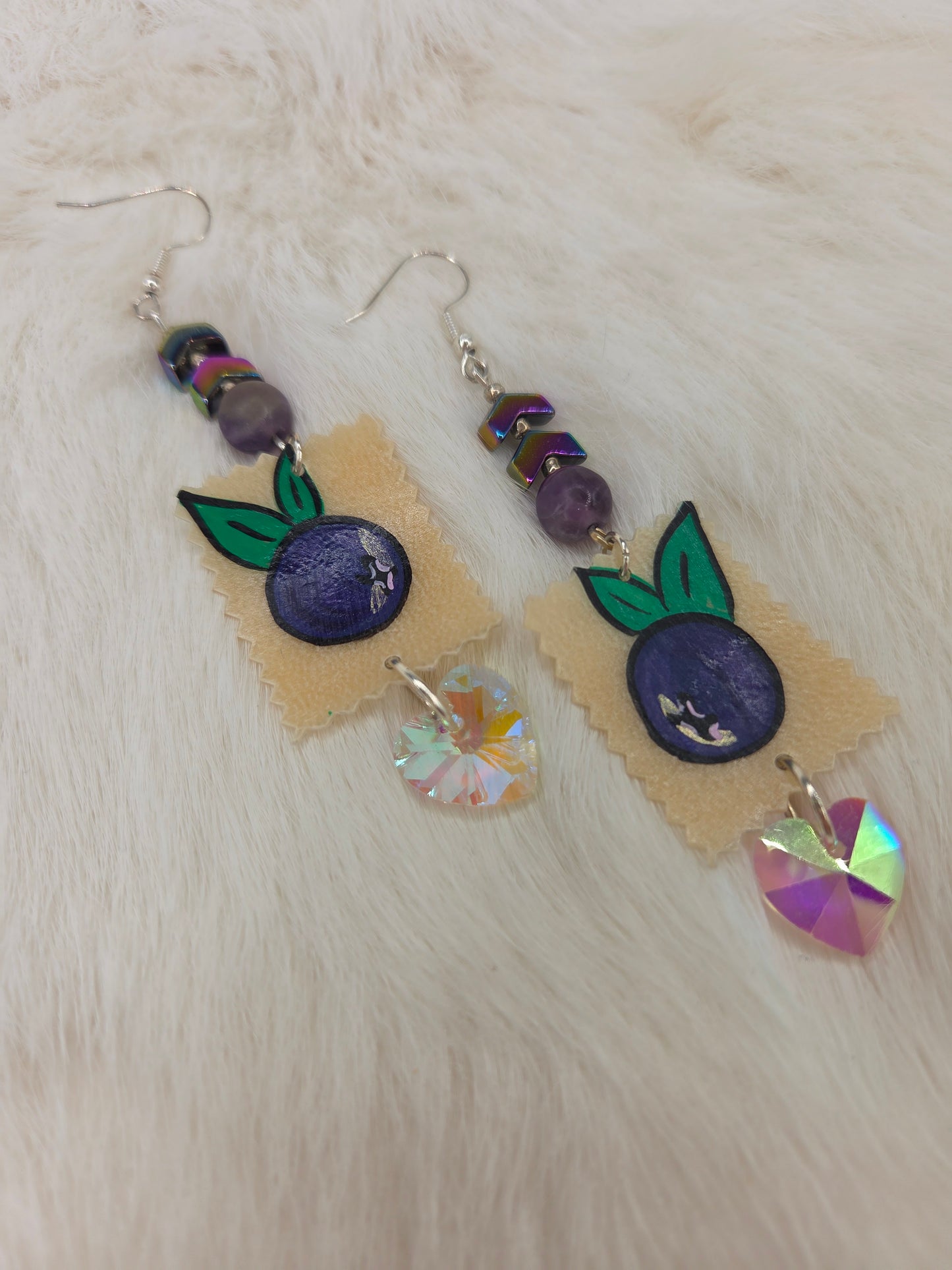 Parfleche Blueberry Painted Earrings