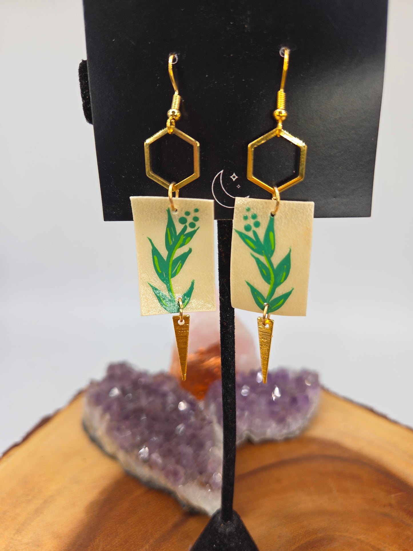 Painted Sage Parfleche Earrings