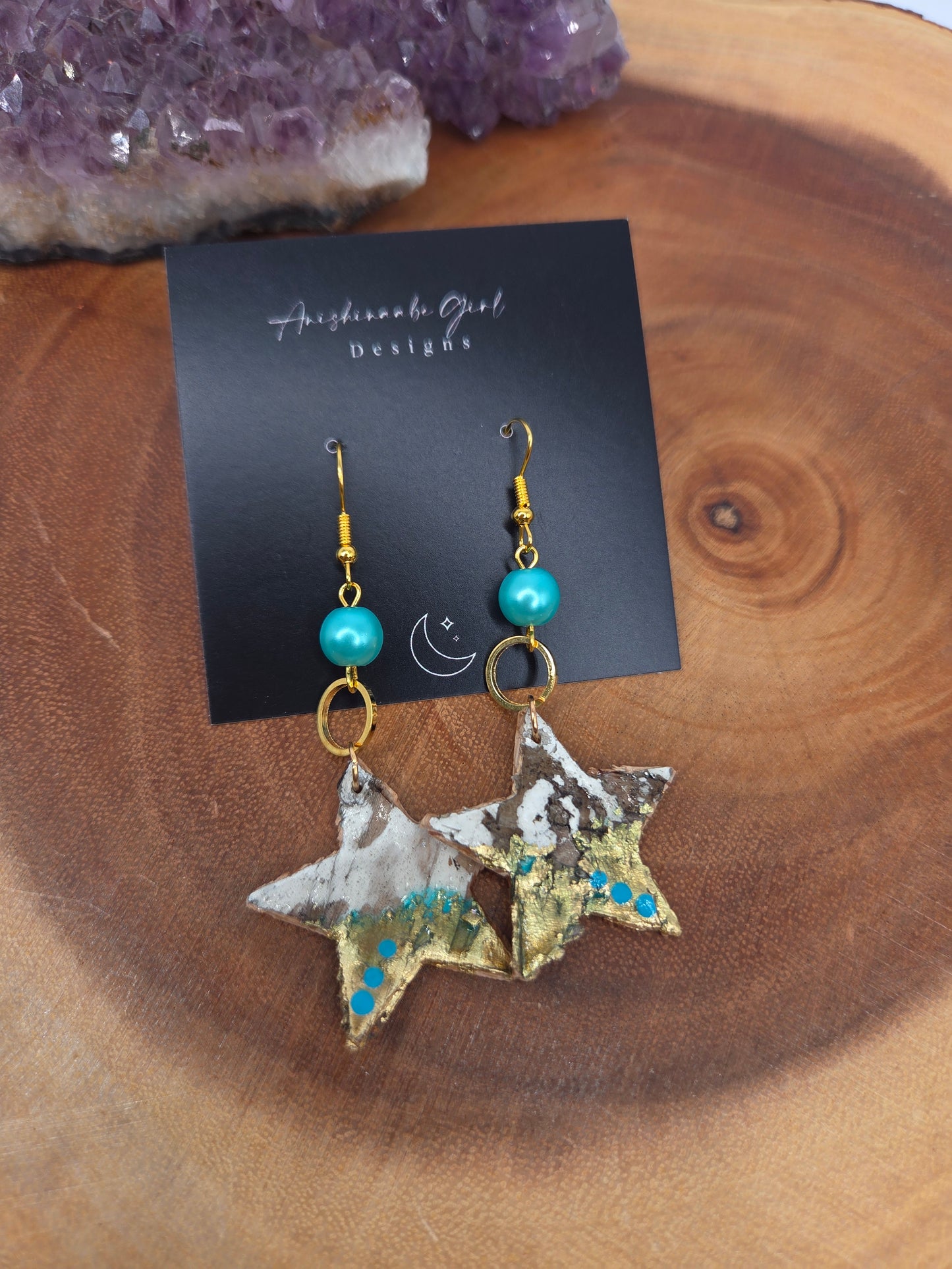 Birchbark Star EarringsBlue