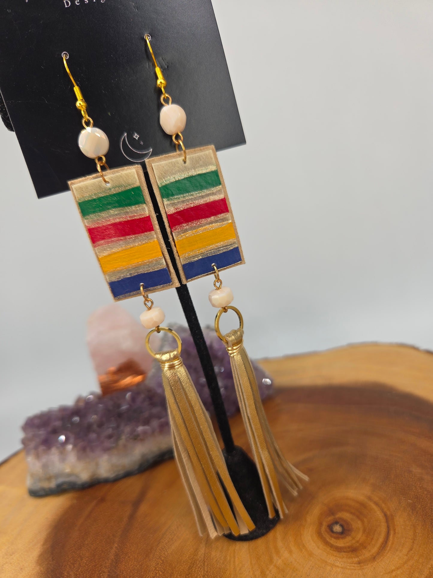 Handpainted Rawhide HBC inspired earrings