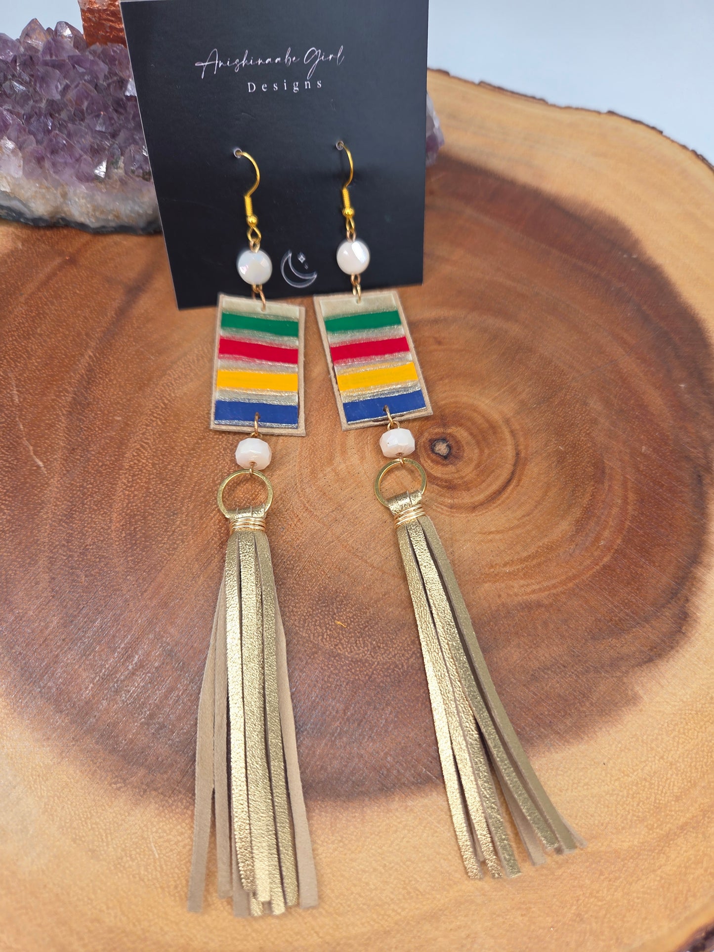 Handpainted Rawhide HBC inspired earrings