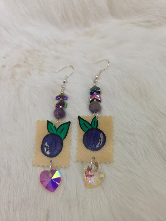 Parfleche Blueberry Painted Earrings