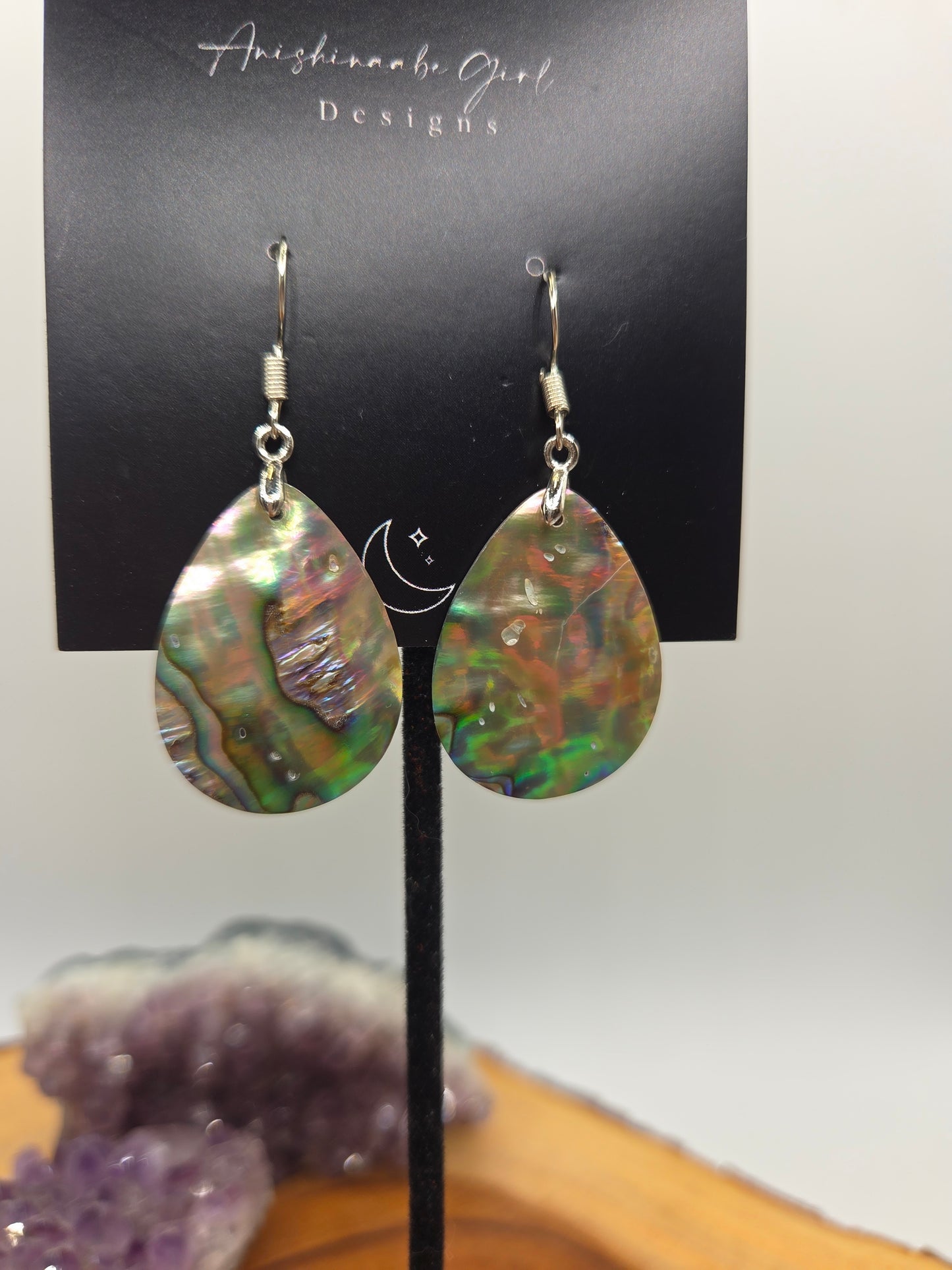 Abalone Shell Earrings Teardrop